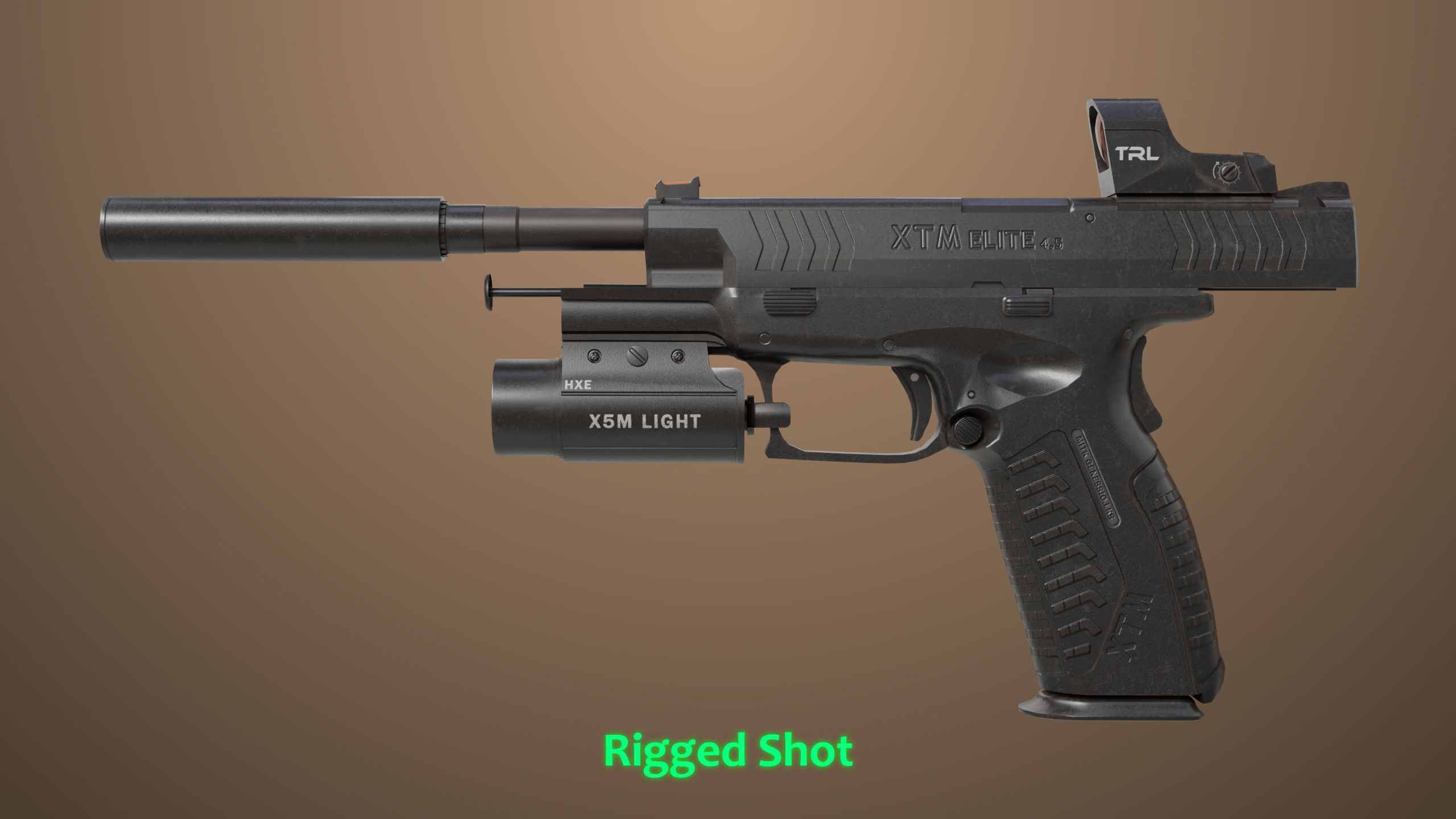 Pistol 06 Black Generic All PBR Unity UE Textures Included Low-poly 3D model_8