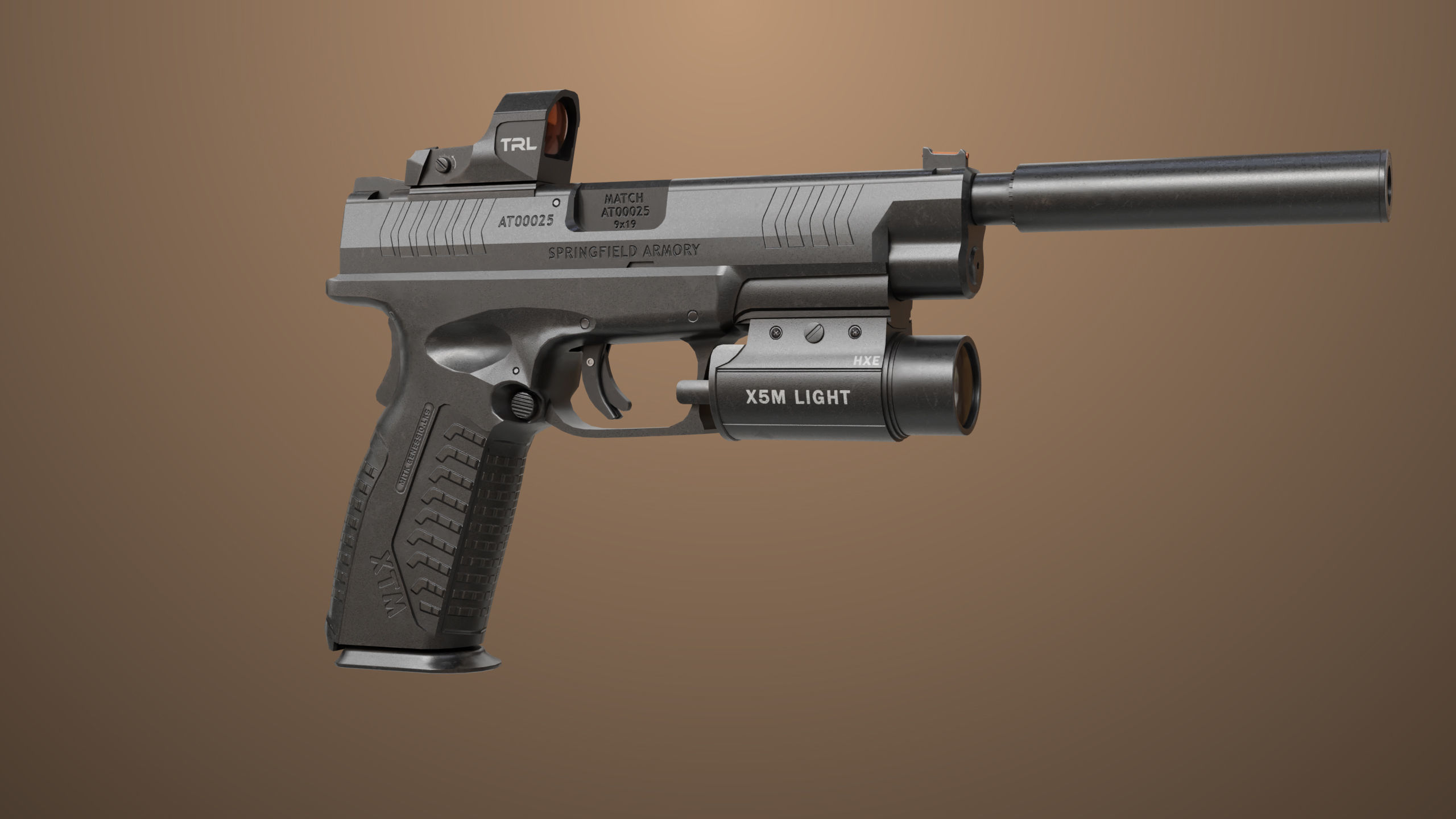 Pistol 06 Black Generic All PBR Unity UE Textures Included Low-poly 3D model_2