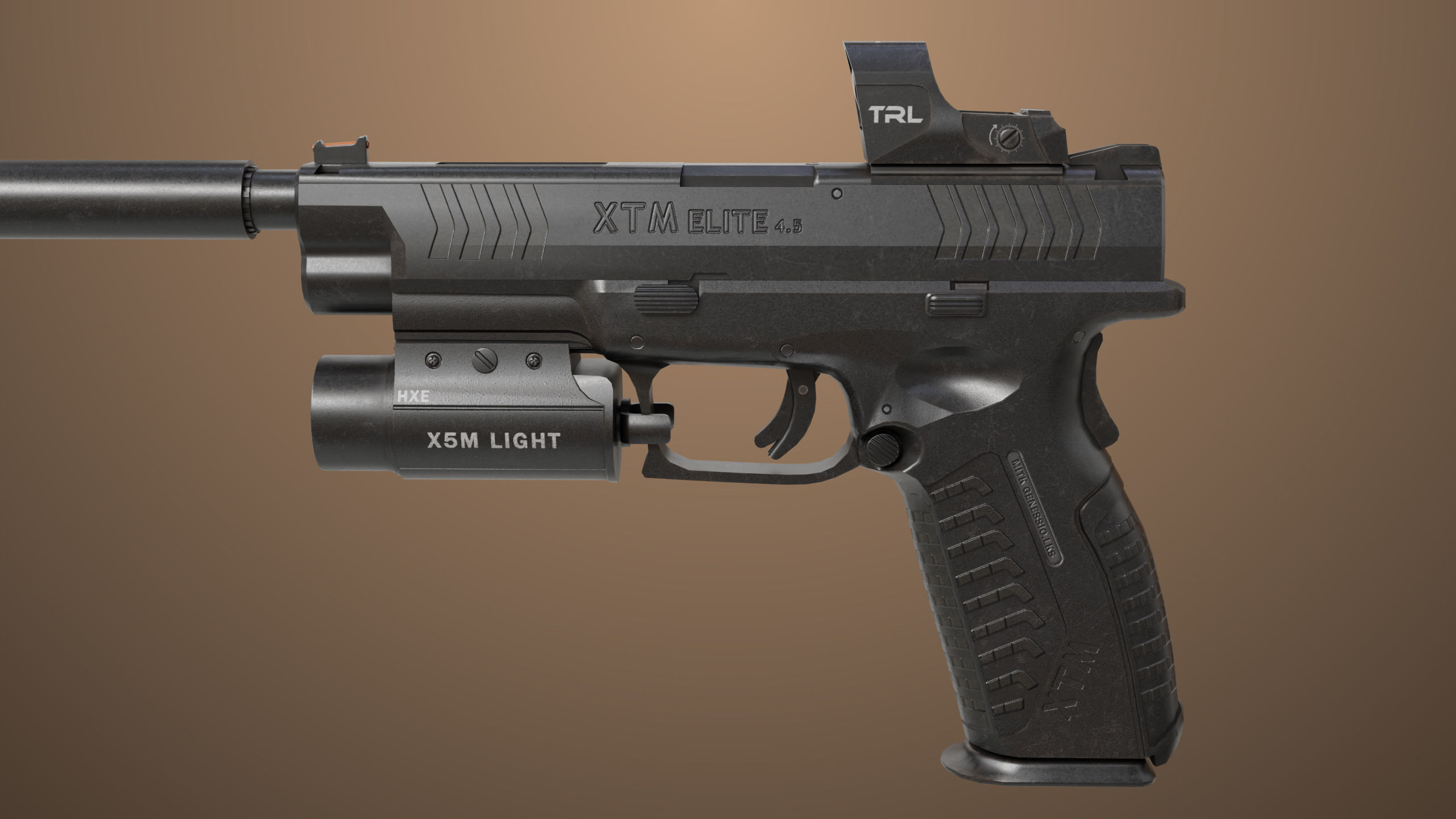 Pistol 06 Black Generic All PBR Unity UE Textures Included Low-poly 3D model_17