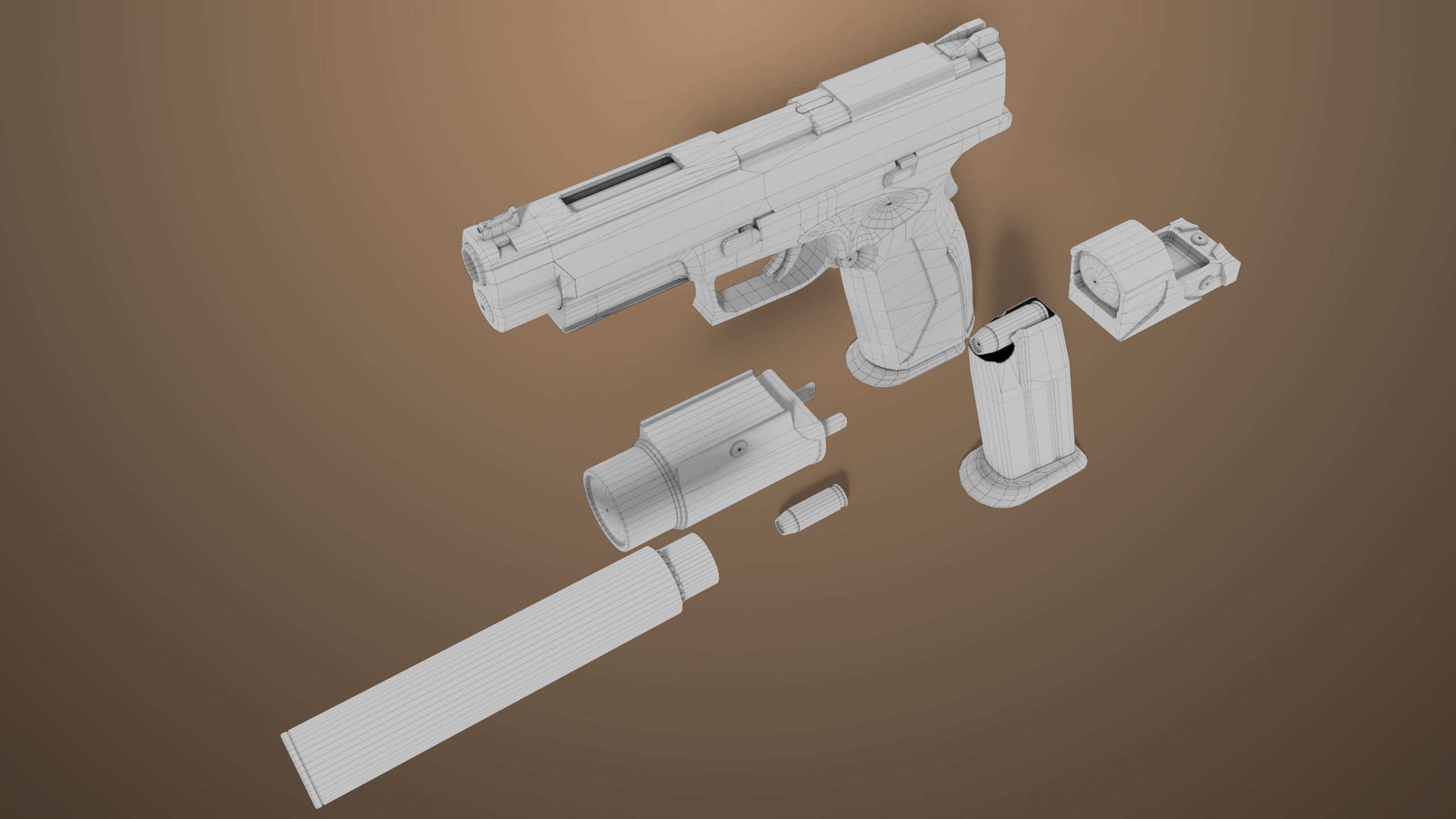Pistol 06 Black Generic All PBR Unity UE Textures Included Low-poly 3D model_65