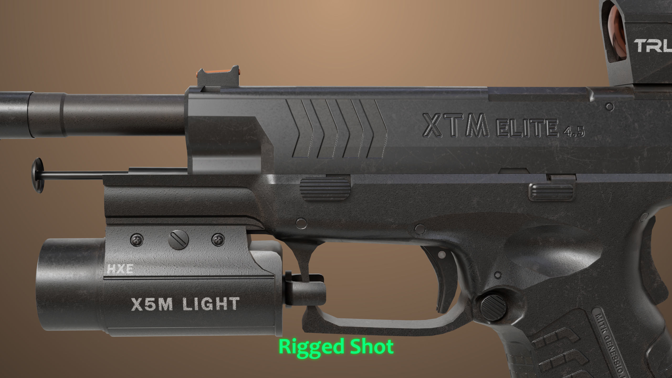 Pistol 06 Black Generic All PBR Unity UE Textures Included Low-poly 3D model_9