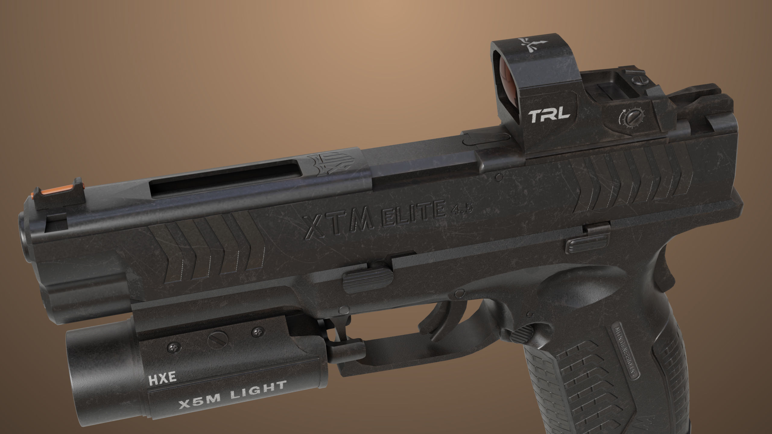 Pistol 06 Black Generic All PBR Unity UE Textures Included Low-poly 3D model_19