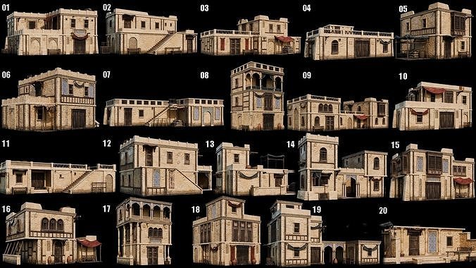 40-Arabic Houses Pack 4K PBR Low-poly 3D model 2