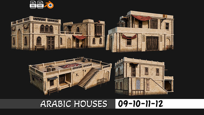 40-Arabic Houses Pack 4K PBR Low-poly 3D model 6