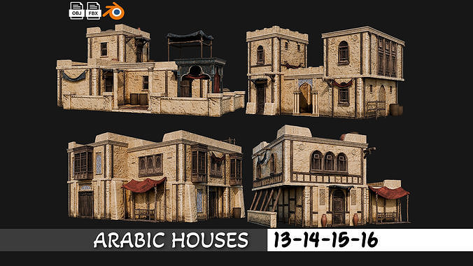 40-Arabic Houses Pack 4K PBR Low-poly 3D model 7