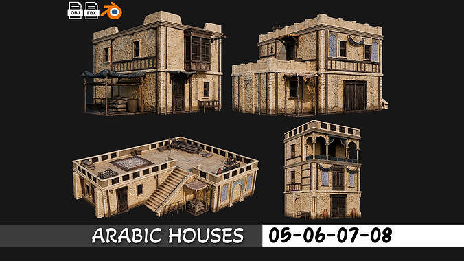 40-Arabic Houses Pack 4K PBR Low-poly 3D model 5