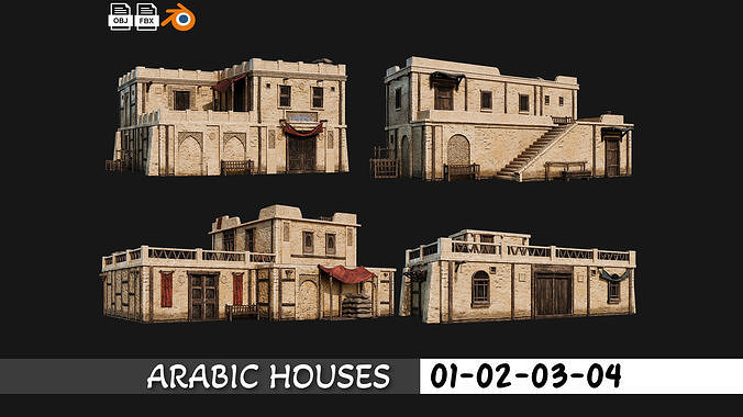 40-Arabic Houses Pack 4K PBR Low-poly 3D model 4