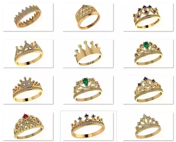 12 Crown ring 3dm model pack 3D print model