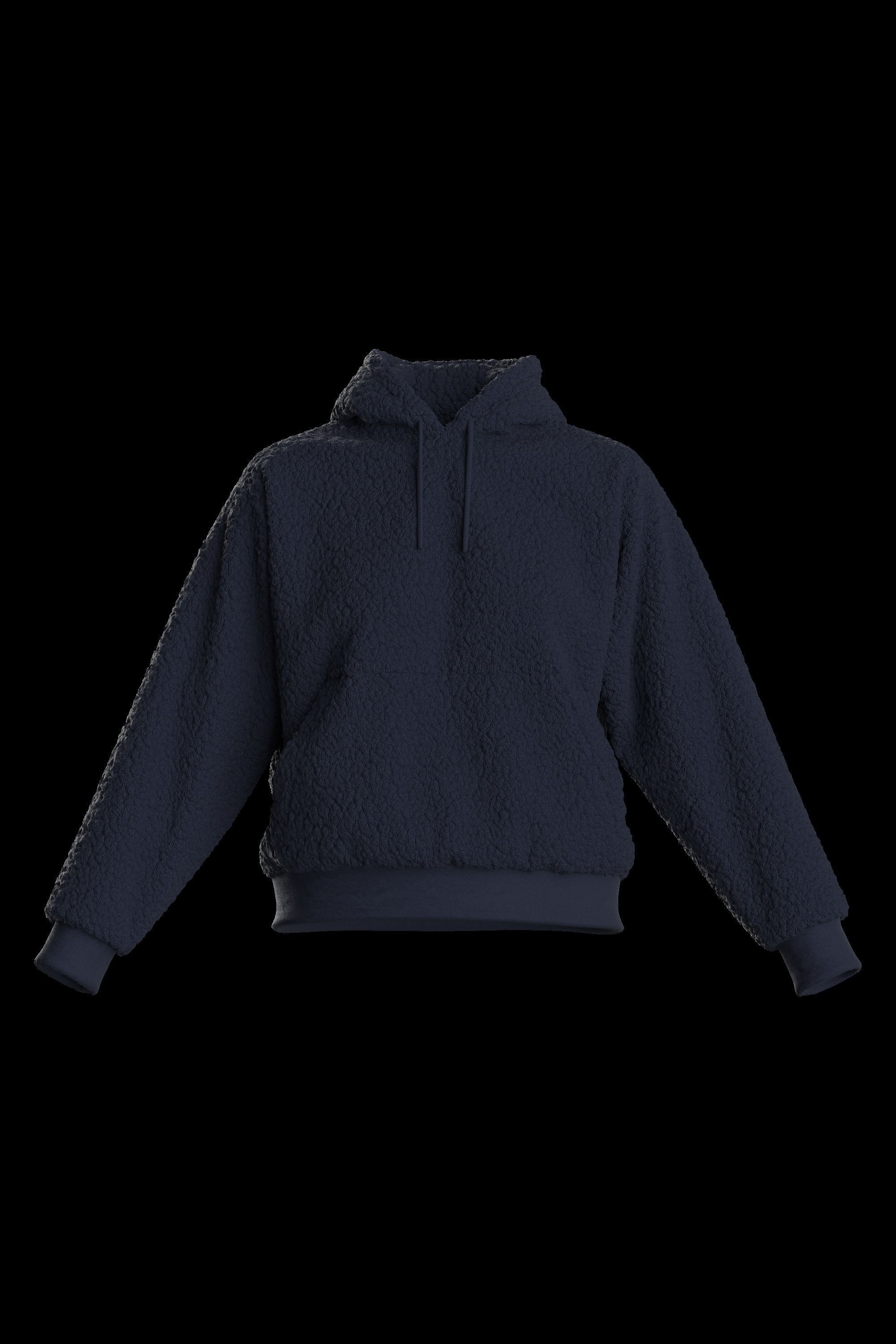 Female plush hoodie 3D model_4