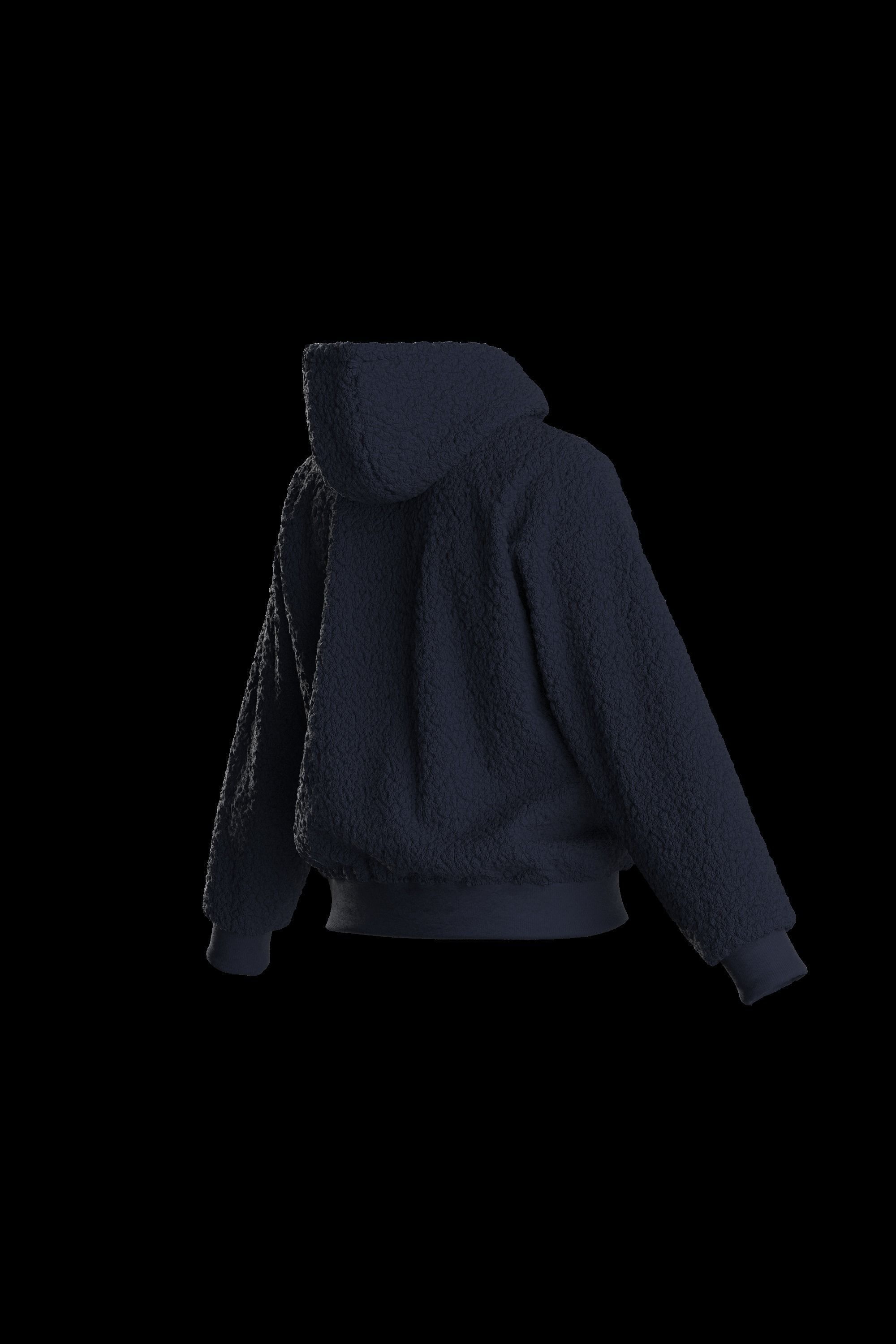 Female plush hoodie 3D model_16