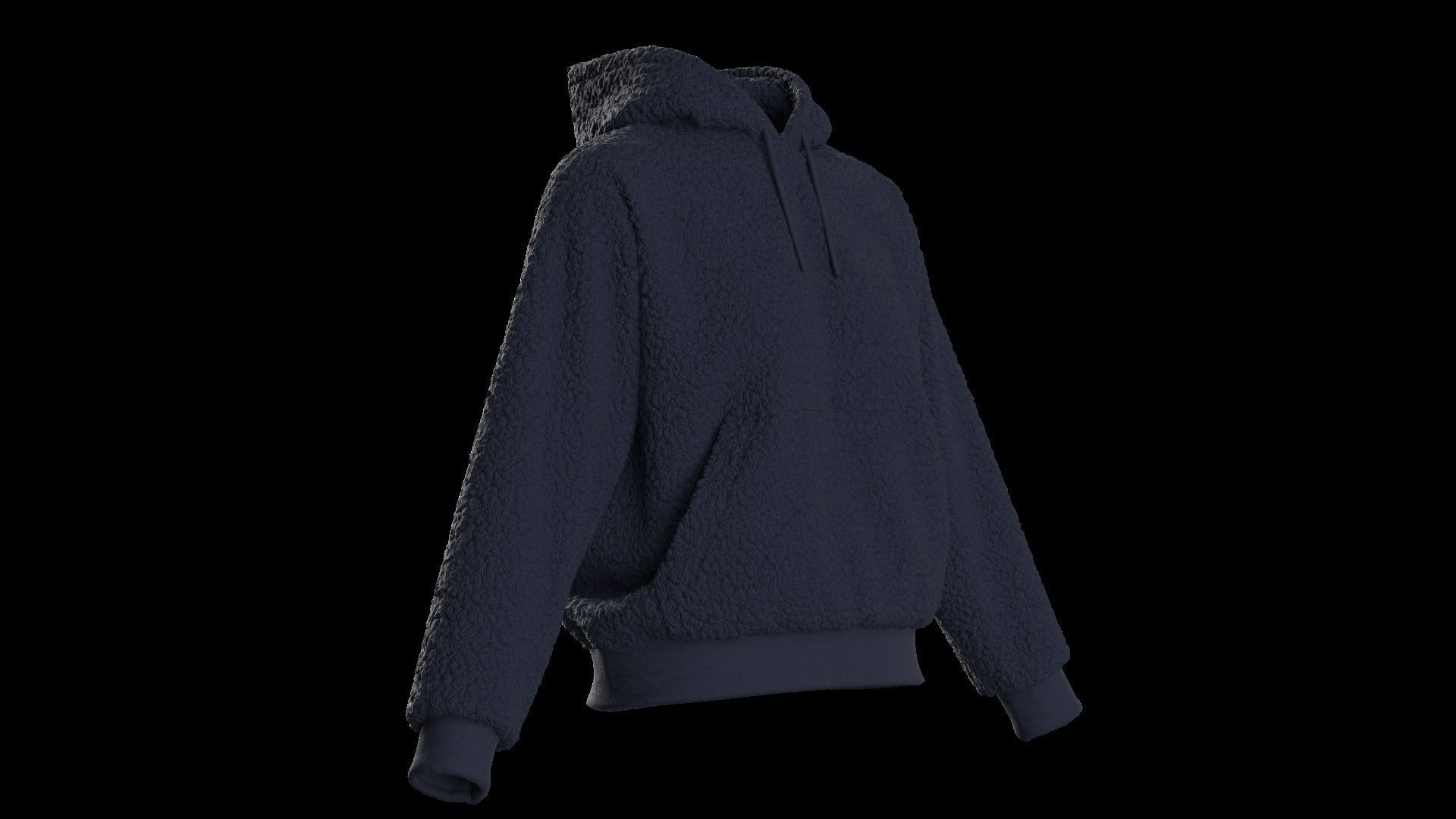 Female plush hoodie 3D model_2