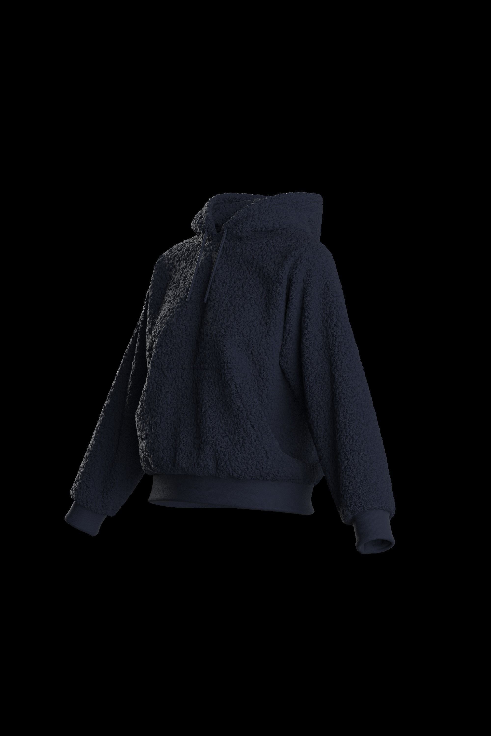 Female plush hoodie 3D model_10