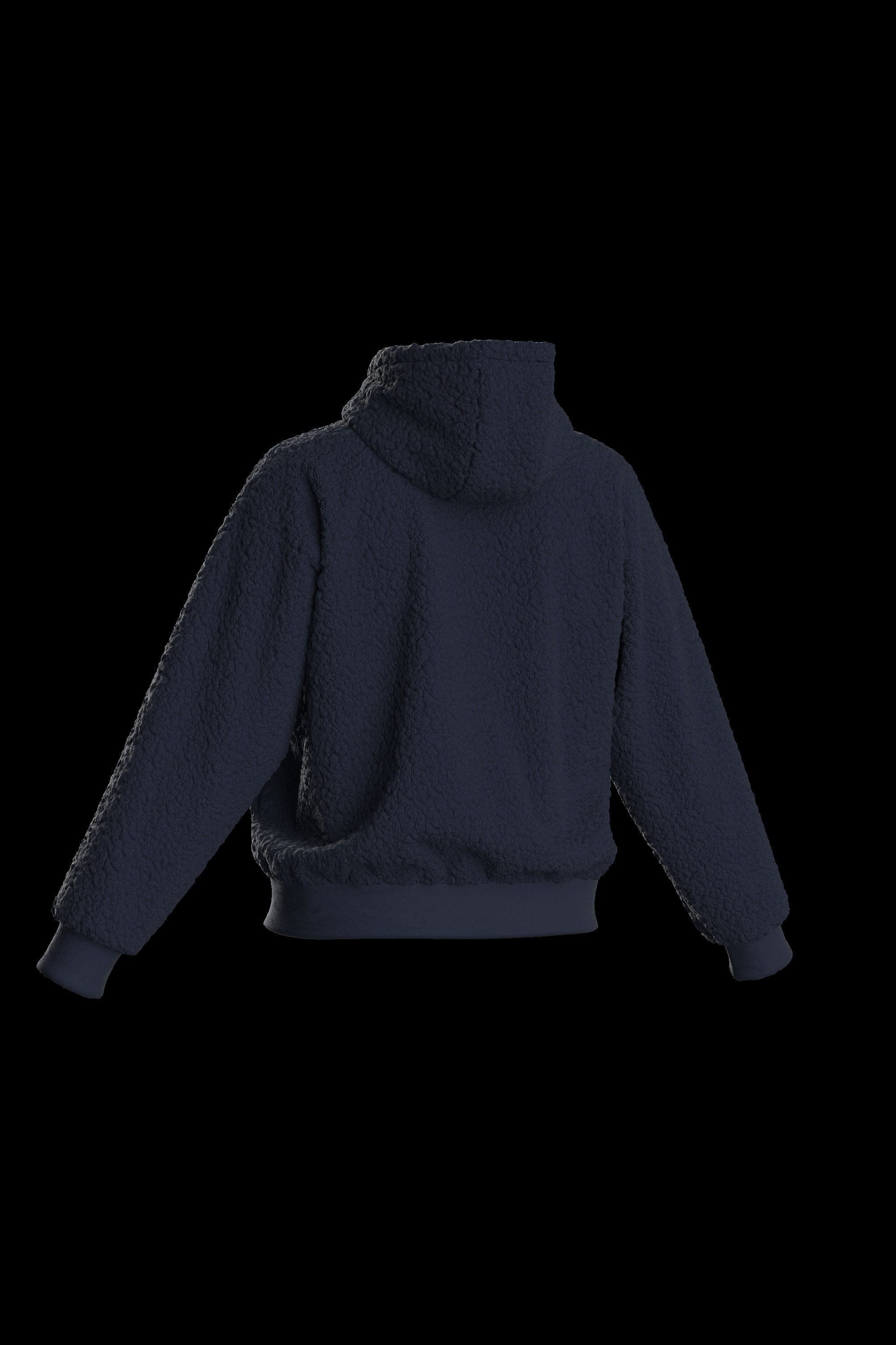 Female plush hoodie 3D model_19