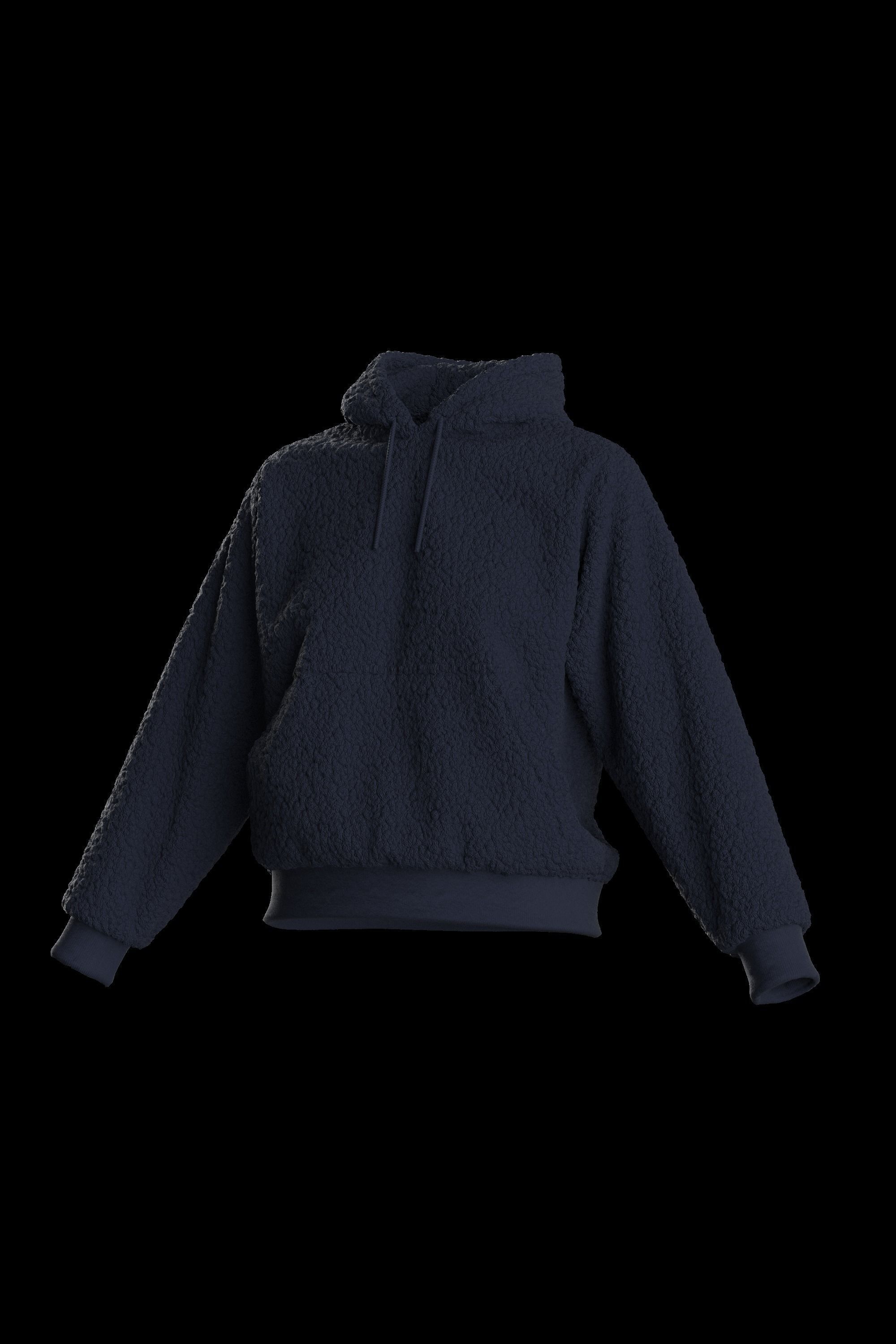 Female plush hoodie 3D model_11