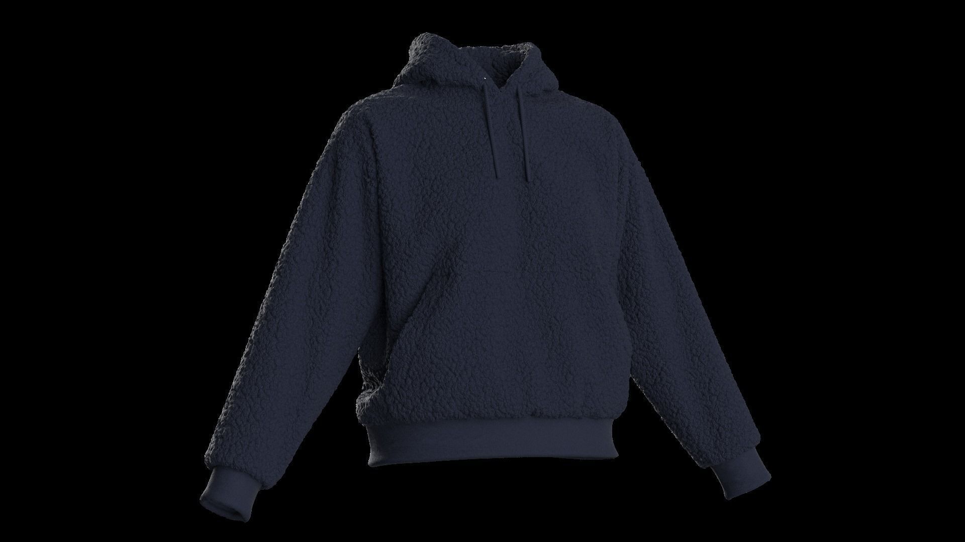 Female plush hoodie 3D model_1