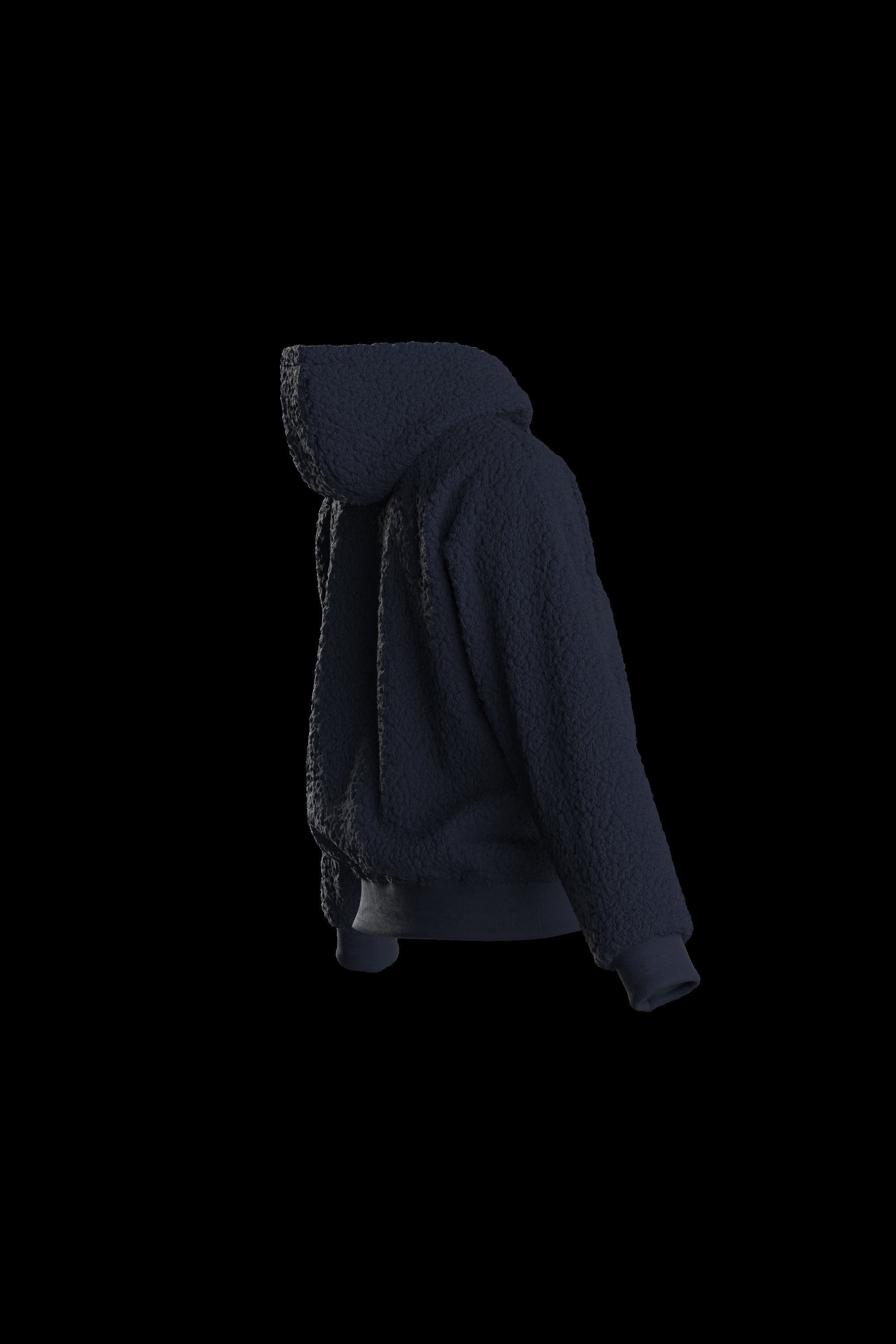 Female plush hoodie 3D model_15