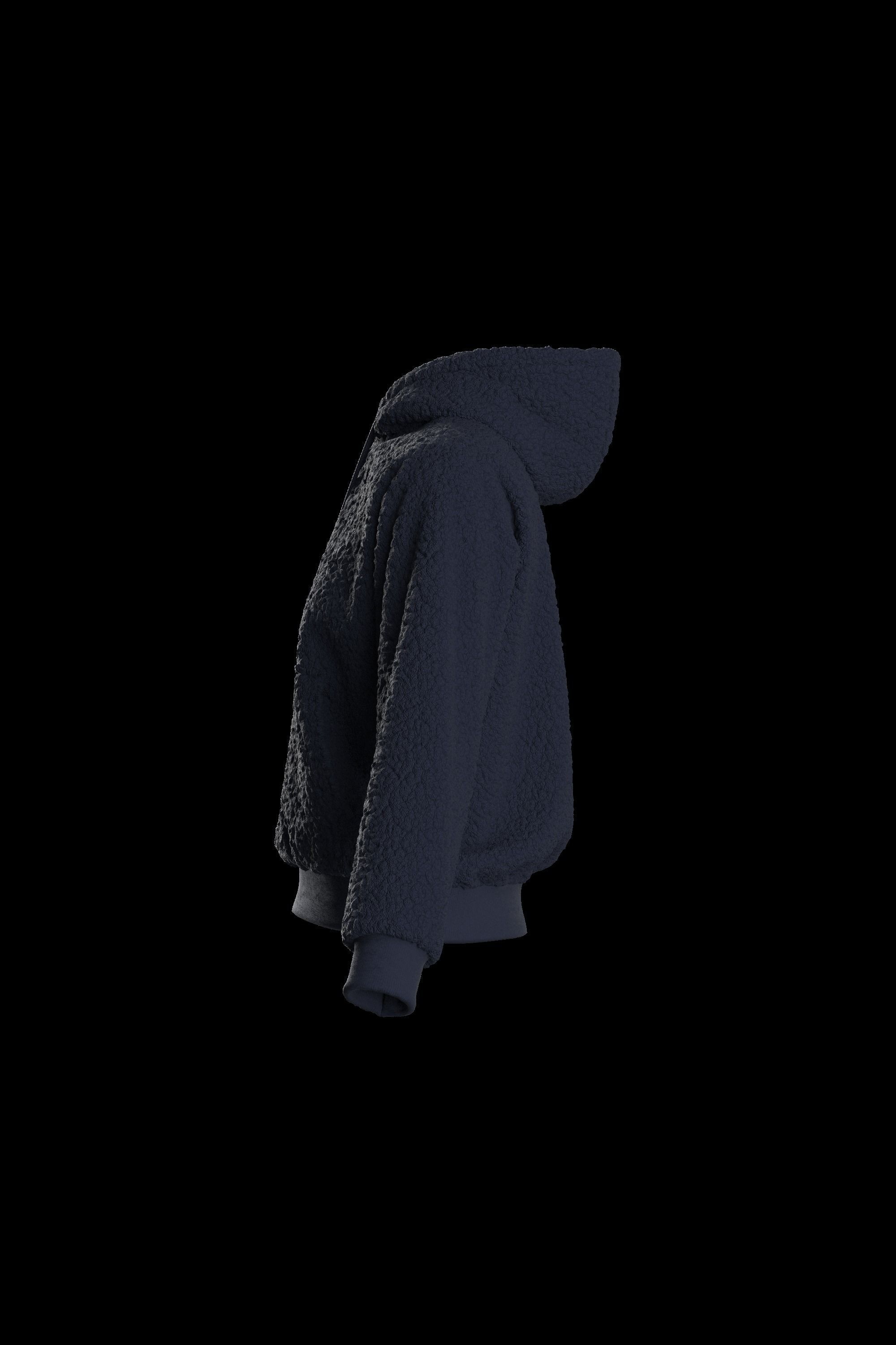 Female plush hoodie 3D model_8