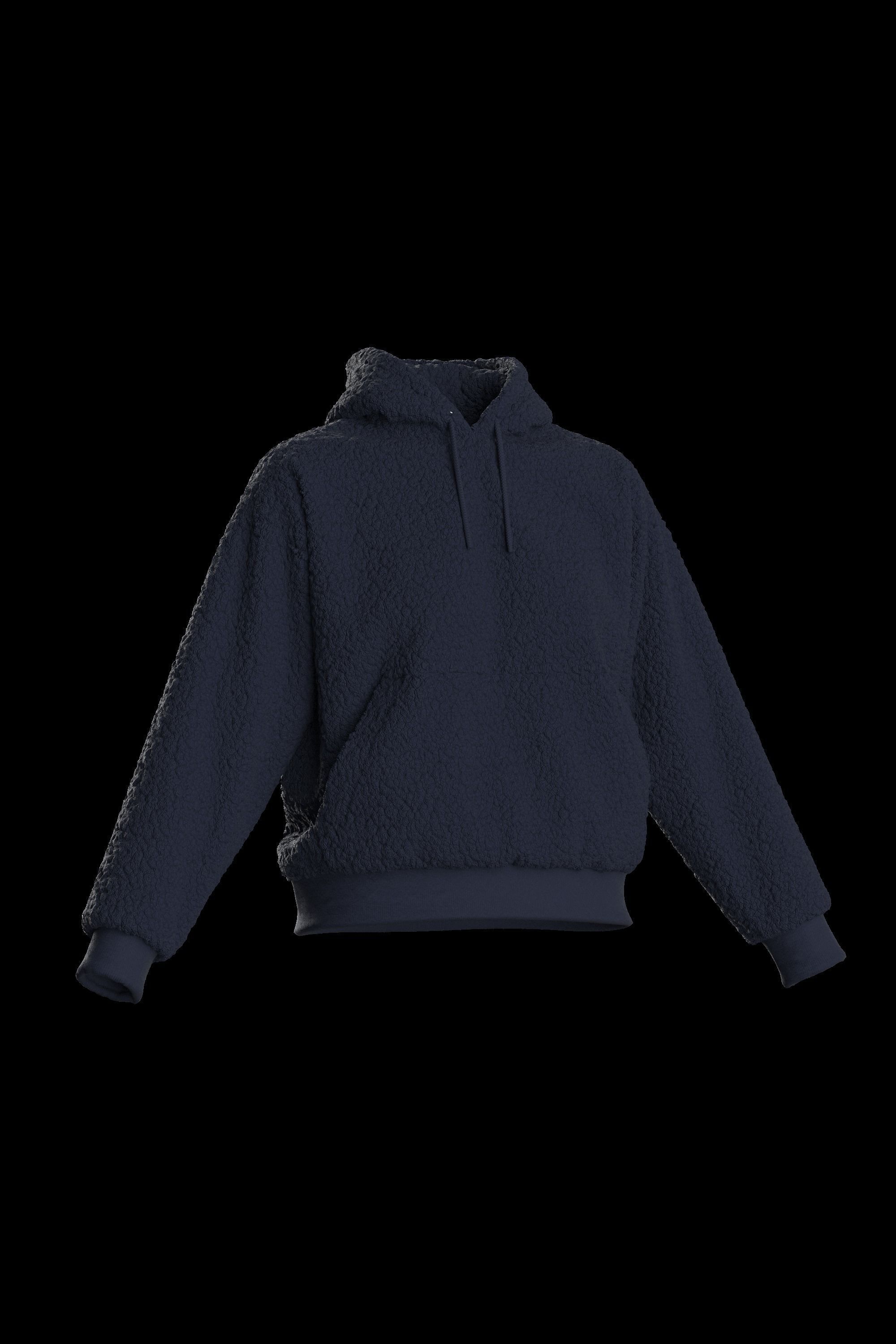 Female plush hoodie 3D model_5