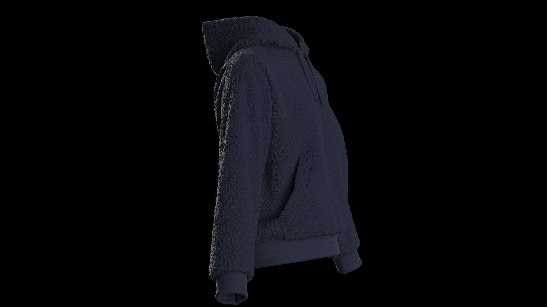 Female plush hoodie 3D model_3