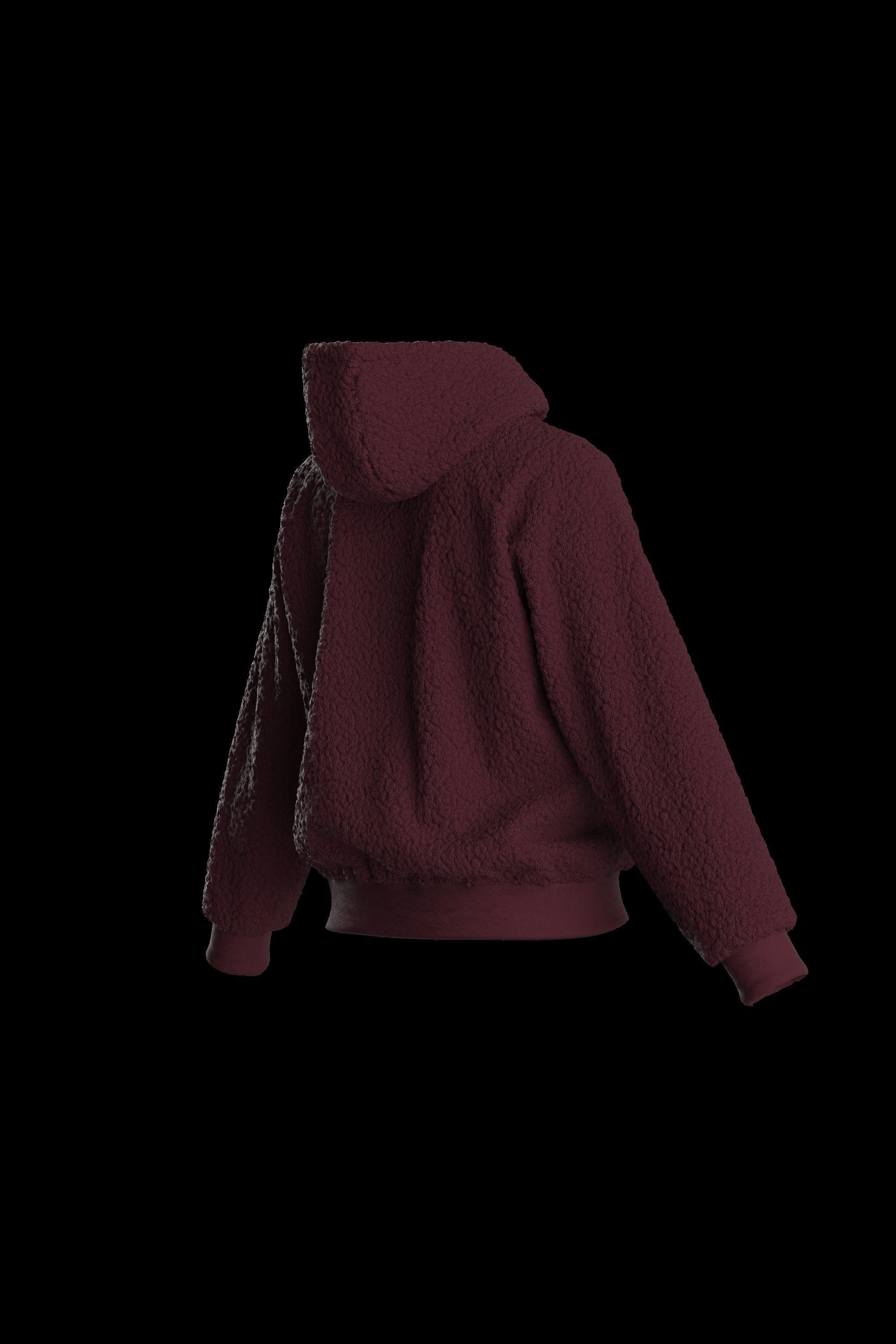 Female plush hoodie 3D model_16