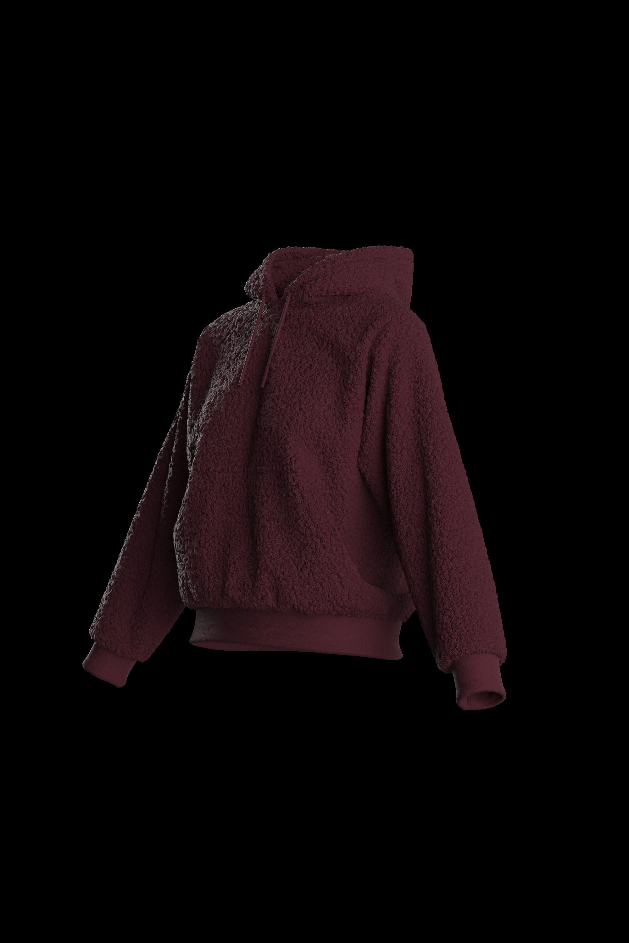 Female plush hoodie 3D model_10