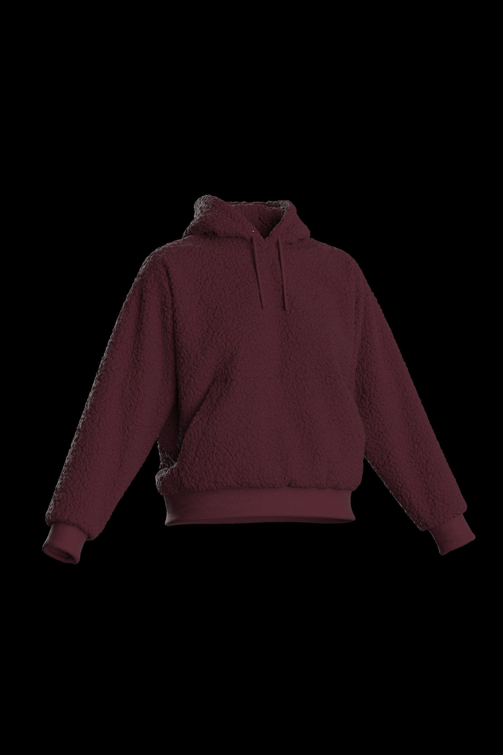 Female plush hoodie 3D model_5