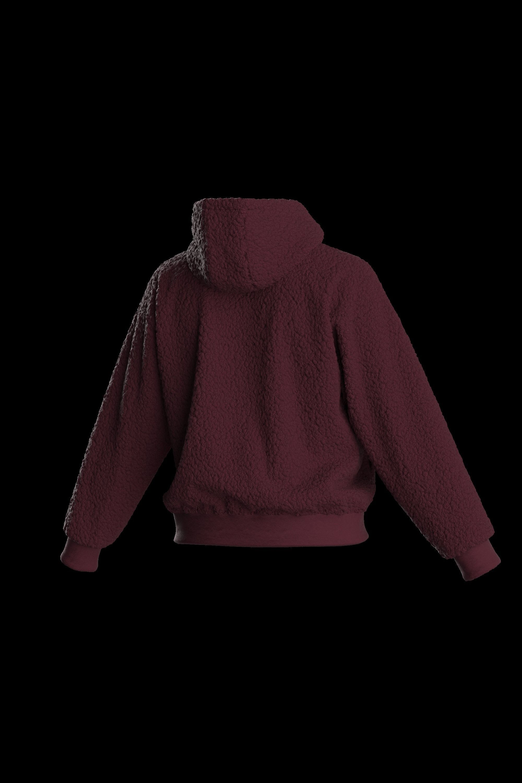 Female plush hoodie 3D model_17