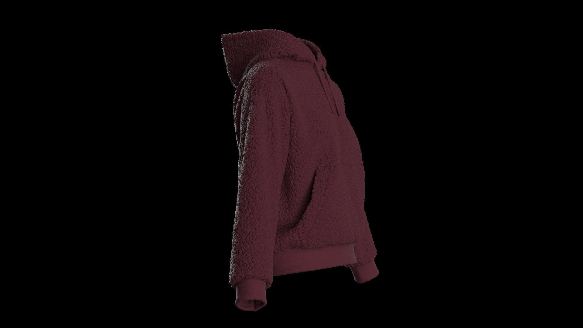 Female plush hoodie 3D model_3