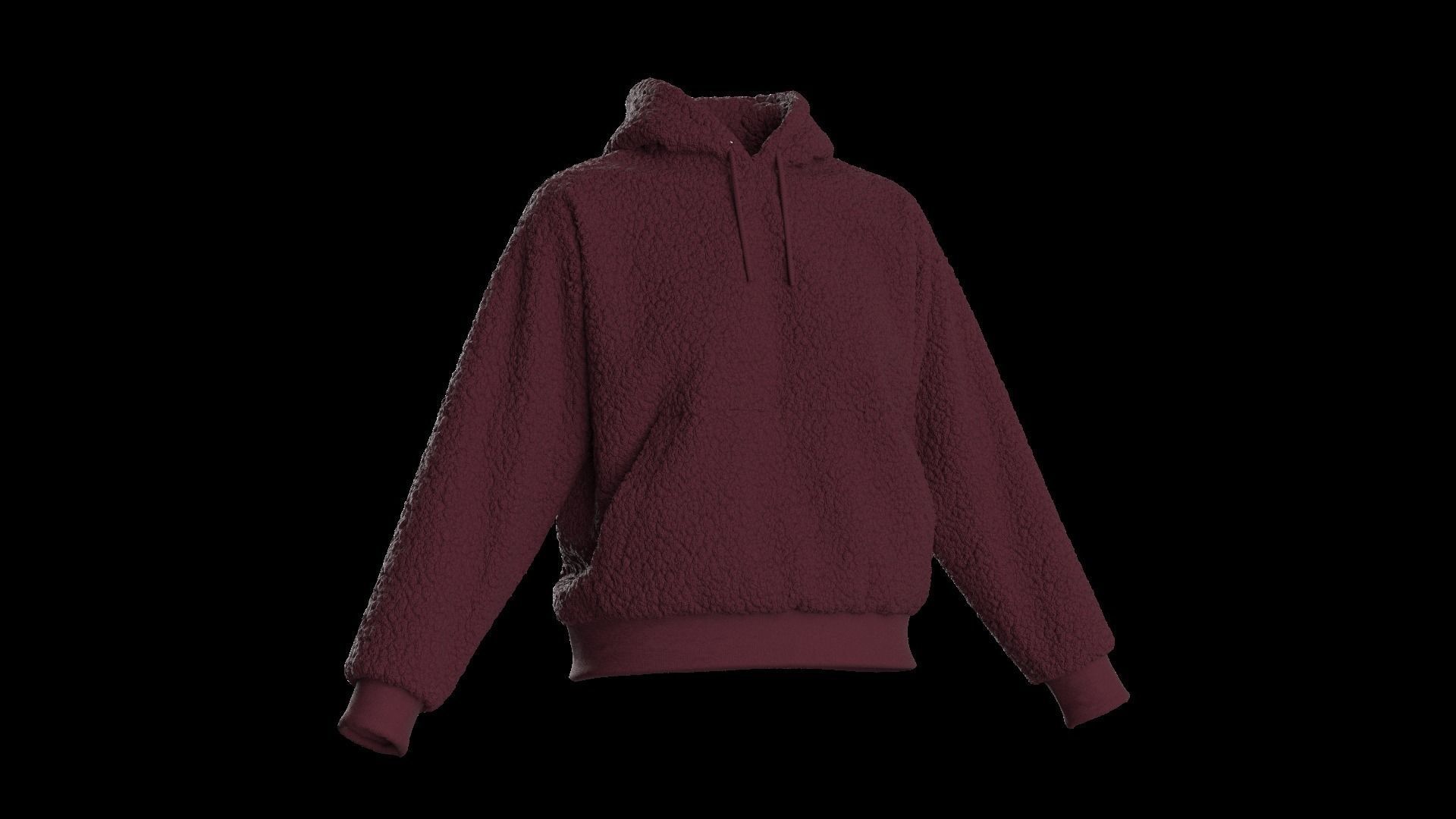 Female plush hoodie 3D model_1