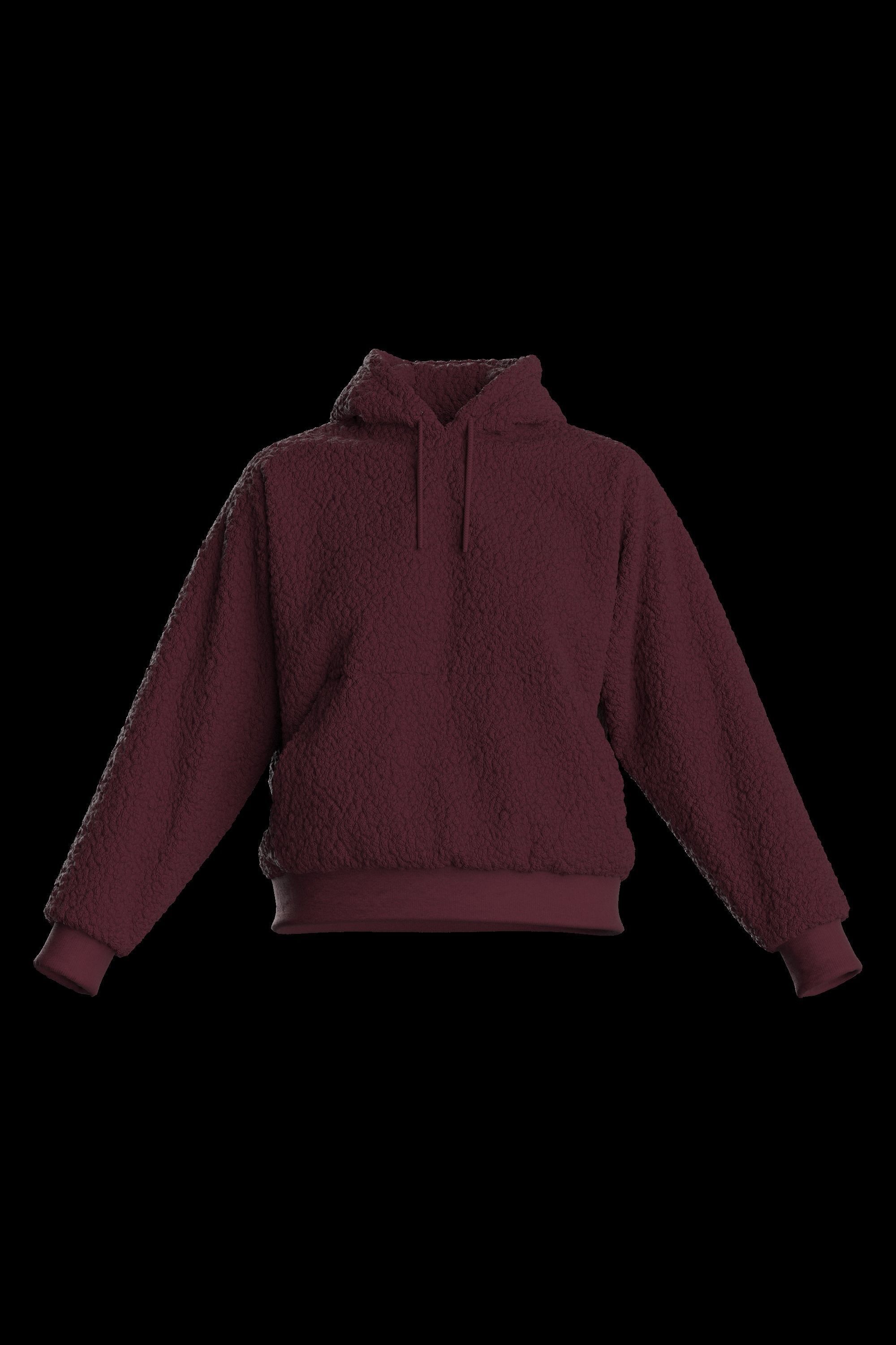 Female plush hoodie 3D model_4