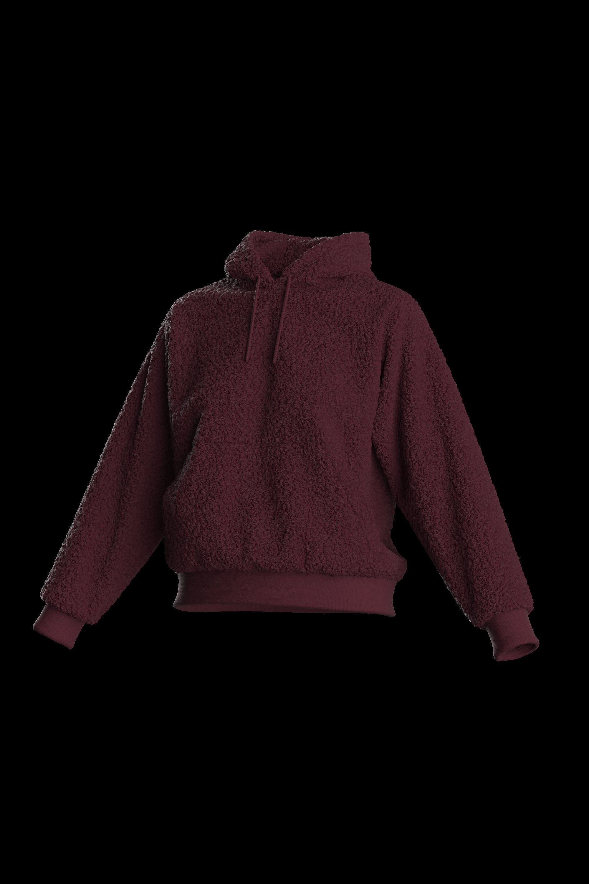 Female plush hoodie 3D model_11