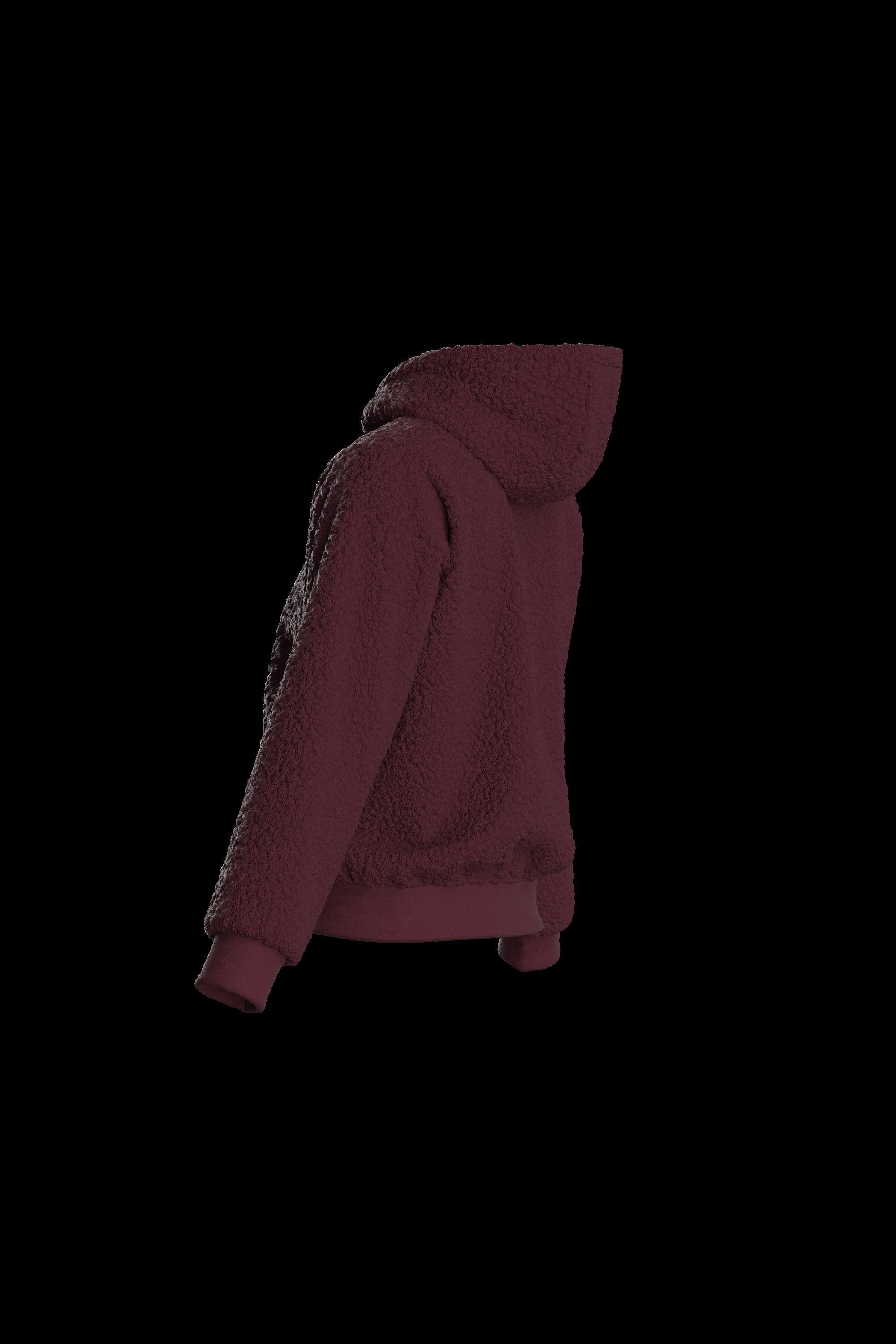 Female plush hoodie 3D model_7