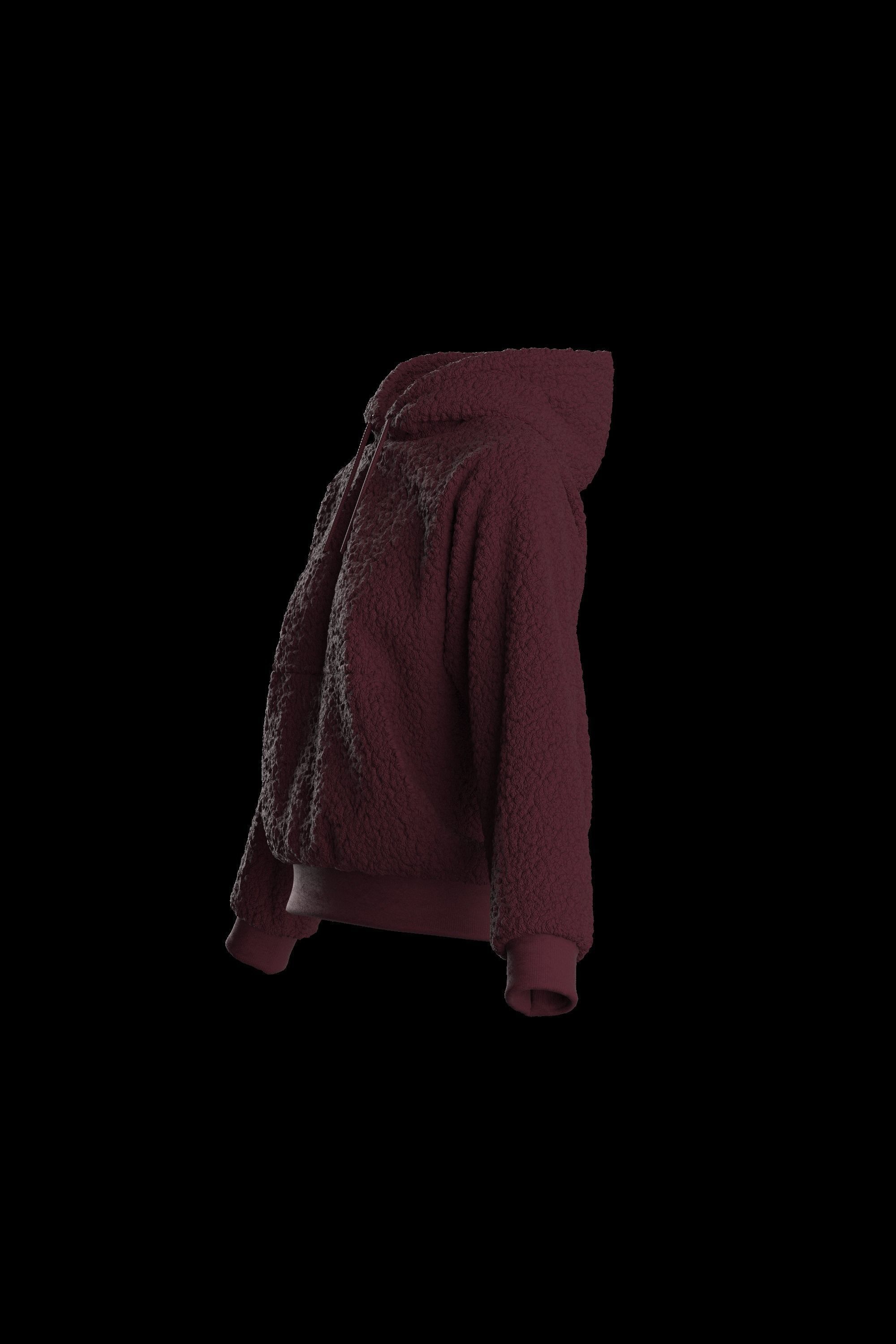 Female plush hoodie 3D model_9