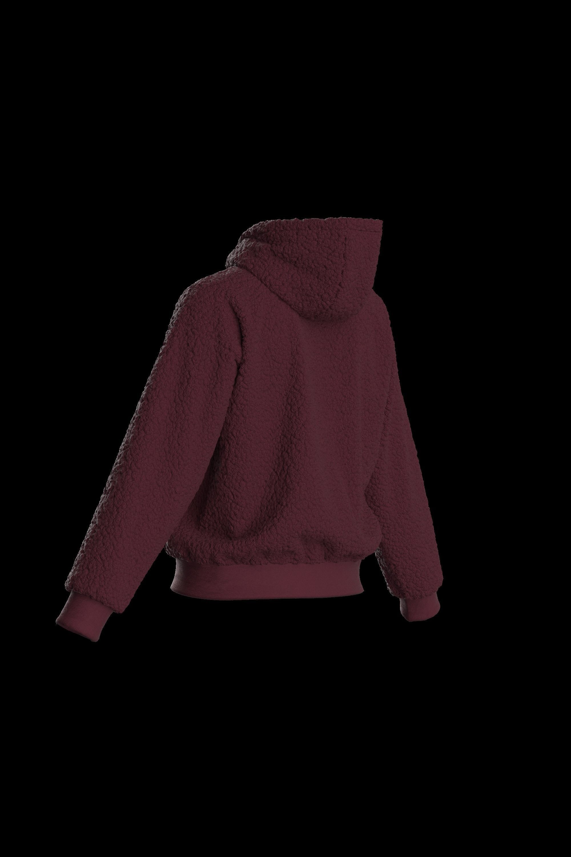 Female plush hoodie 3D model_6