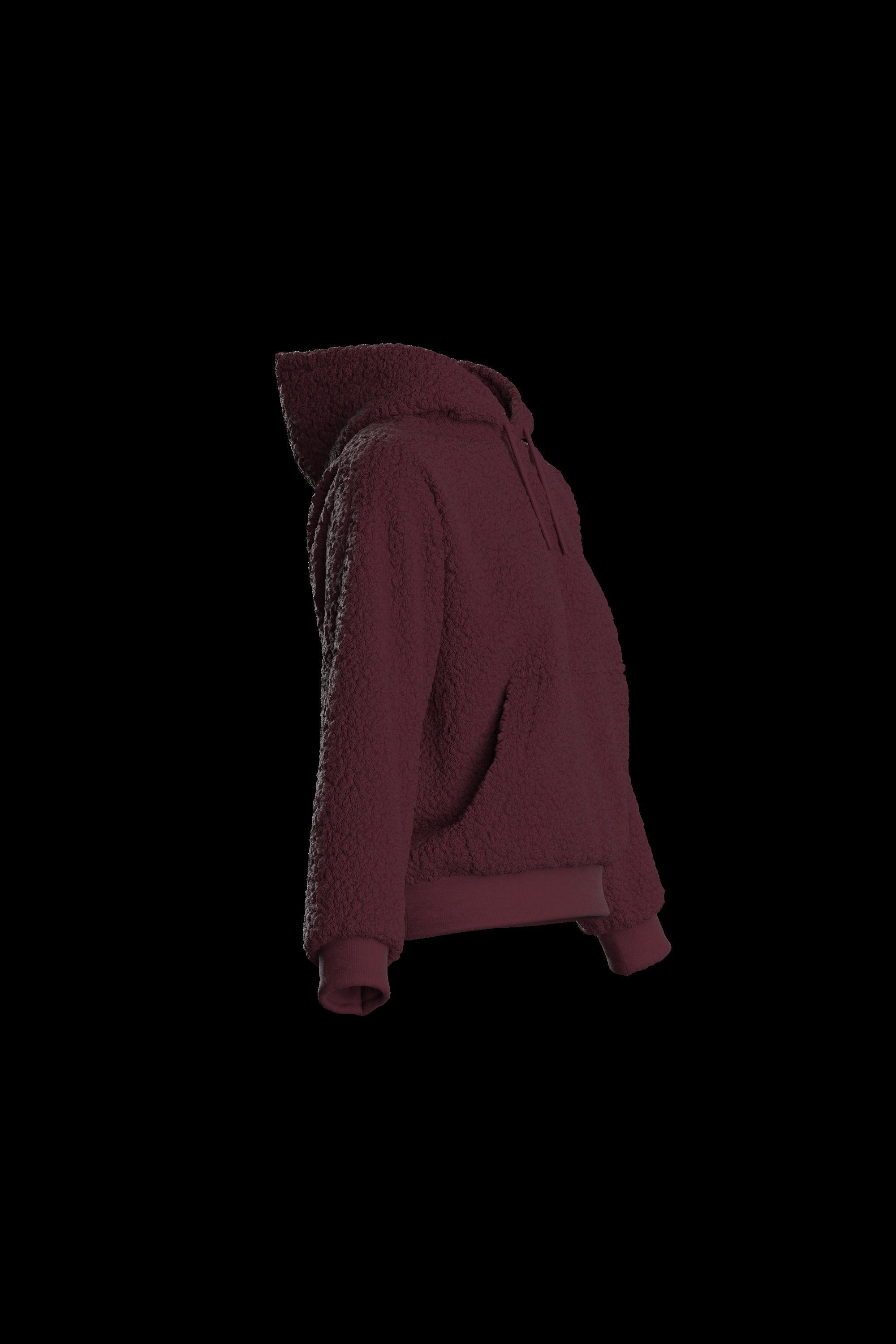 Female plush hoodie 3D model_13