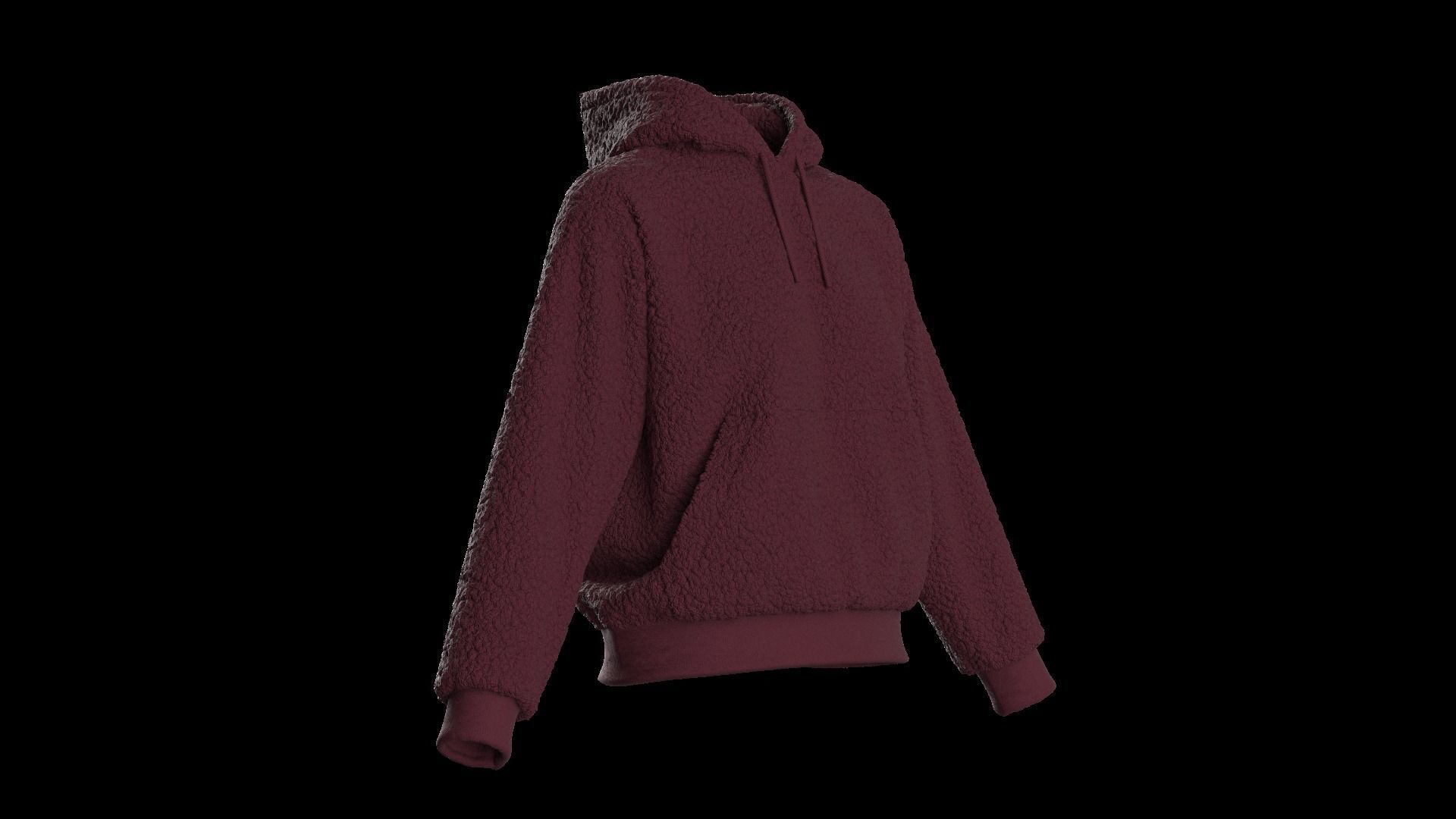 Female plush hoodie 3D model_2