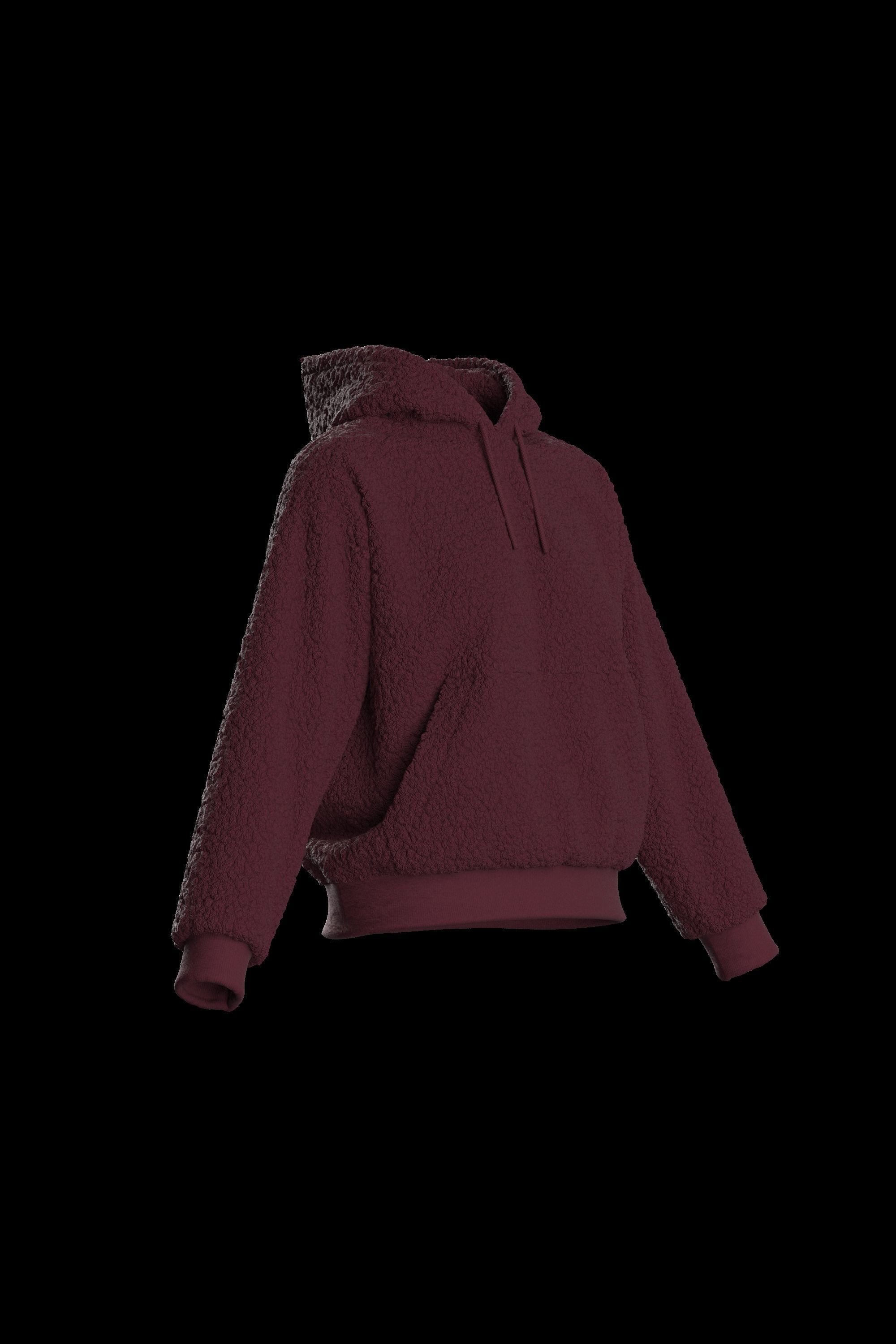 Female plush hoodie 3D model_12