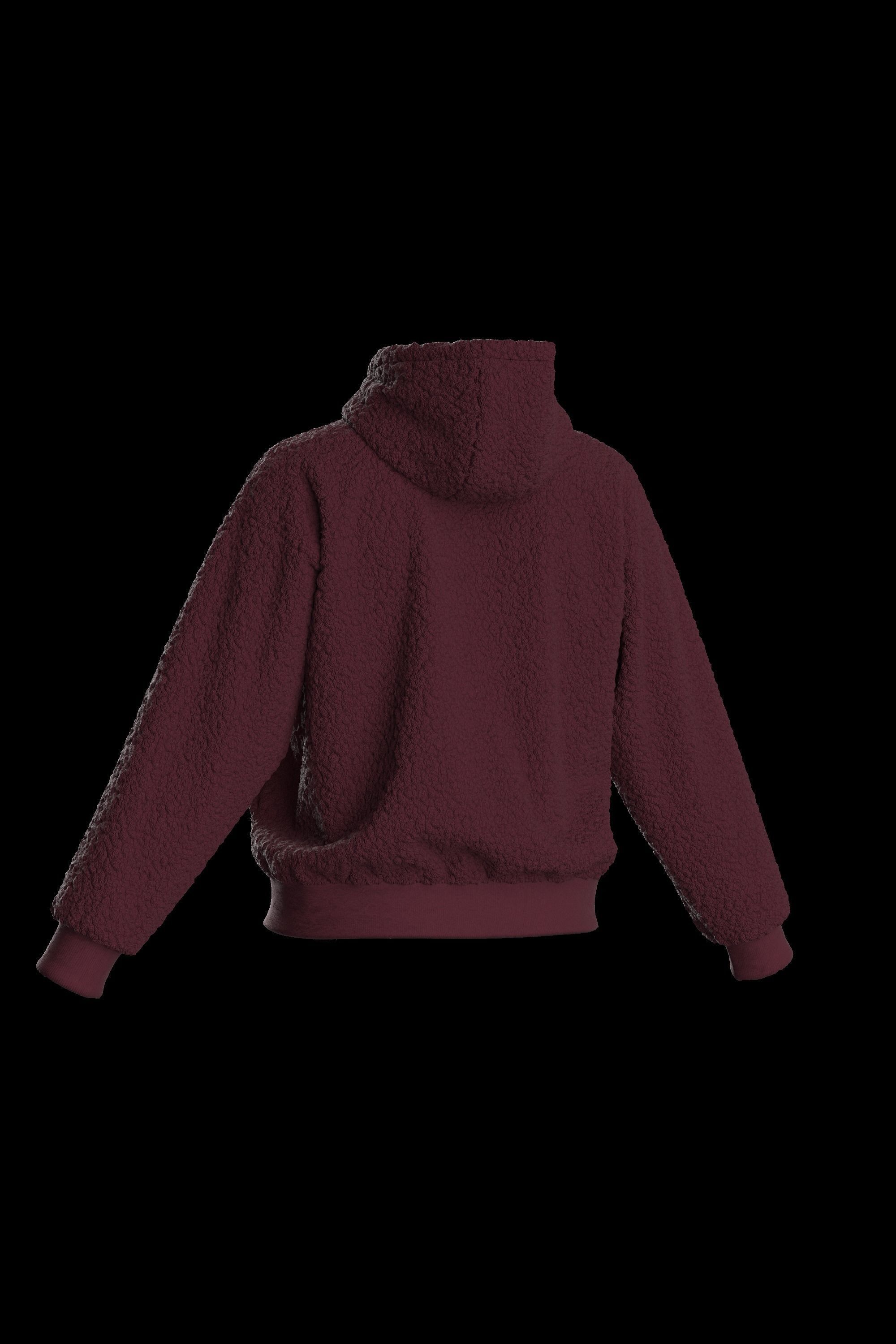 Female plush hoodie 3D model_19