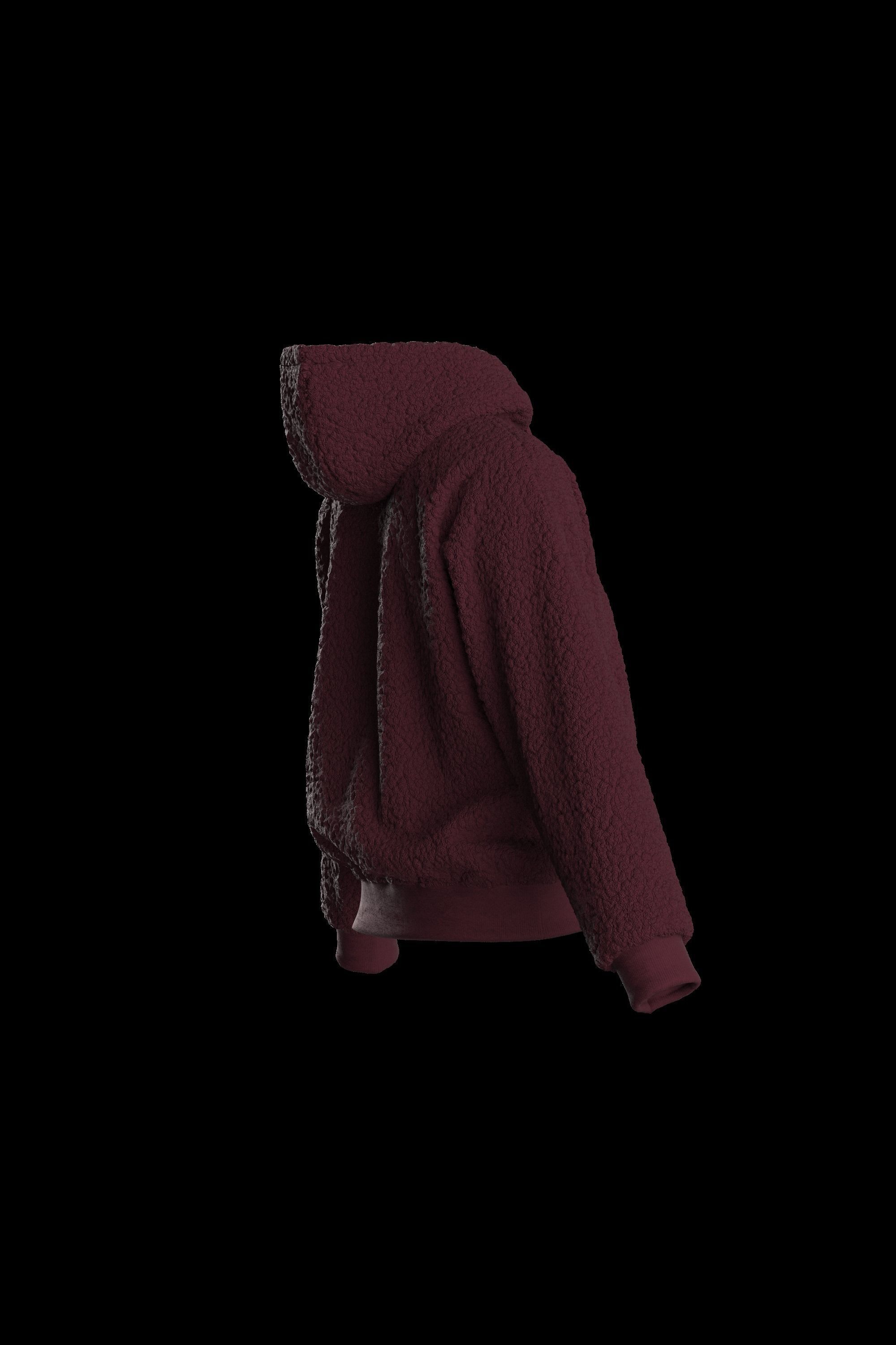 Female plush hoodie 3D model_15