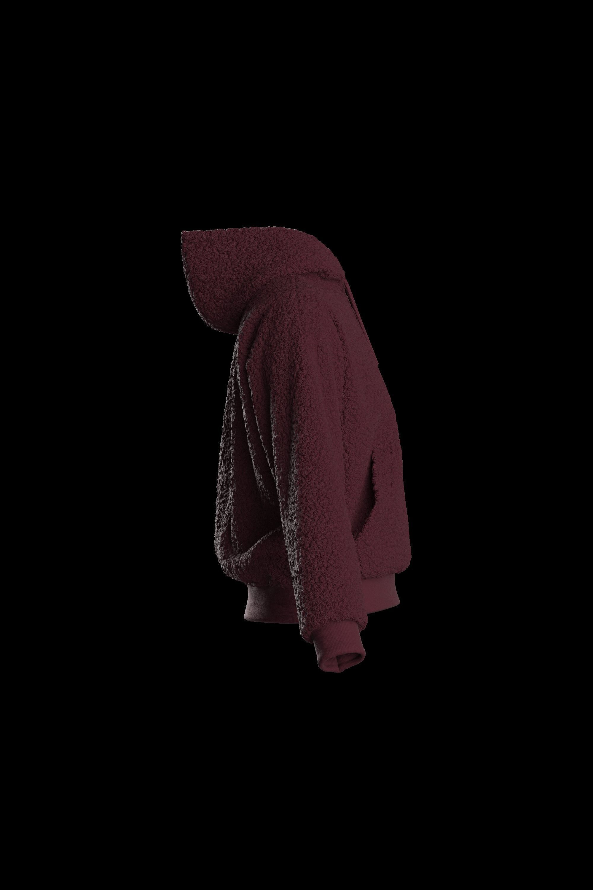 Female plush hoodie 3D model_14