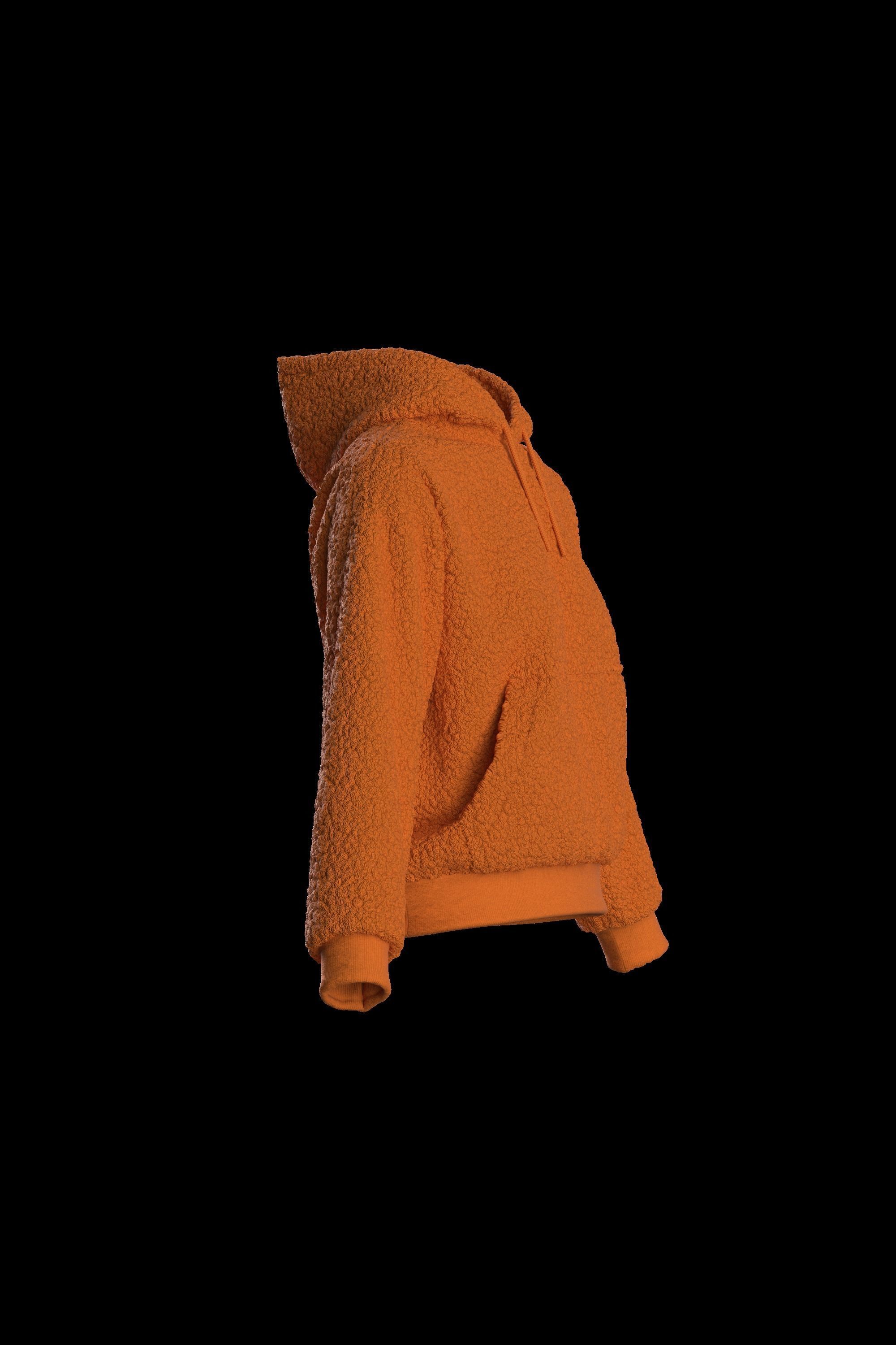 Female plush hoodie 3D model_12
