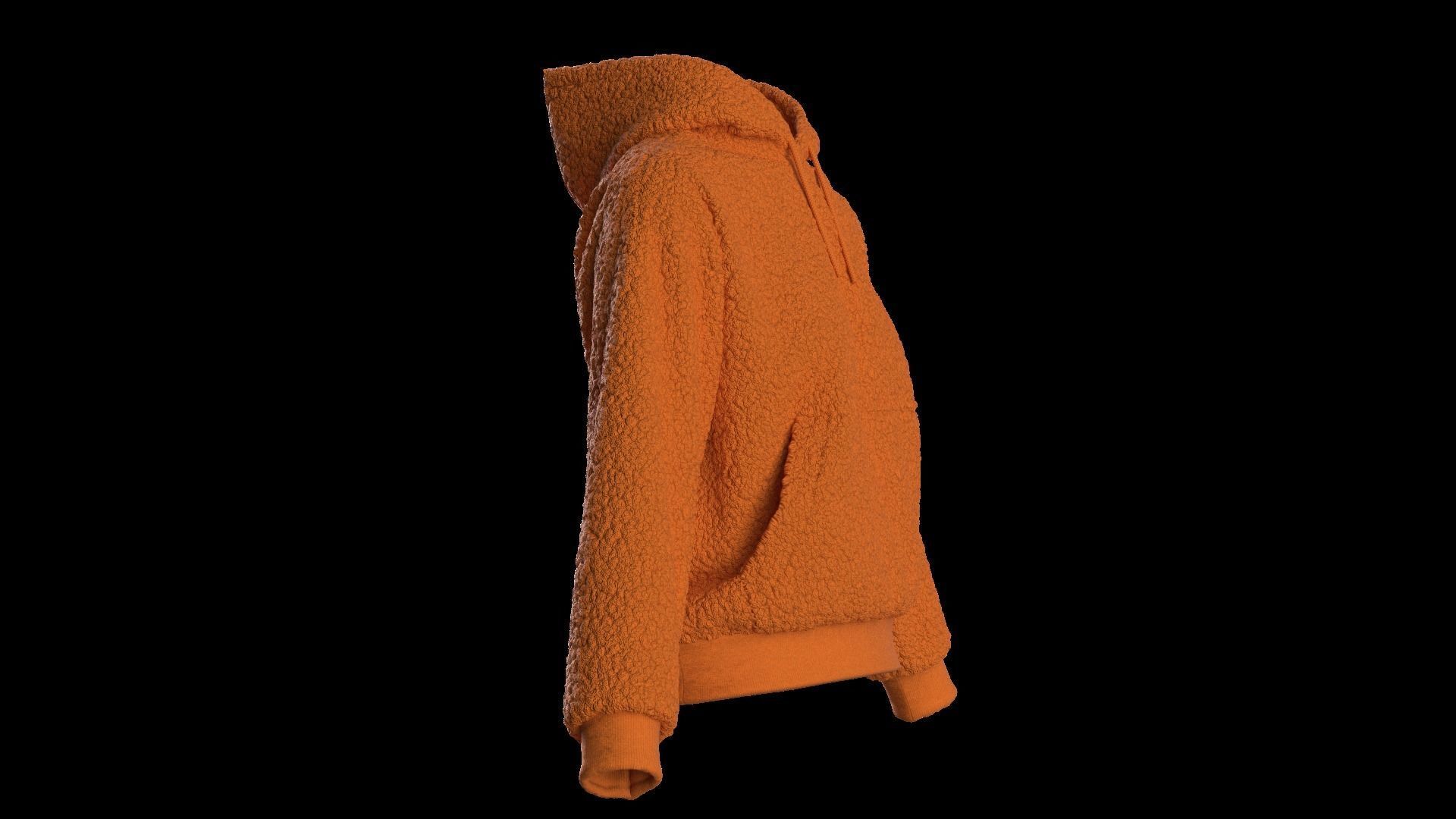 Female plush hoodie 3D model_19