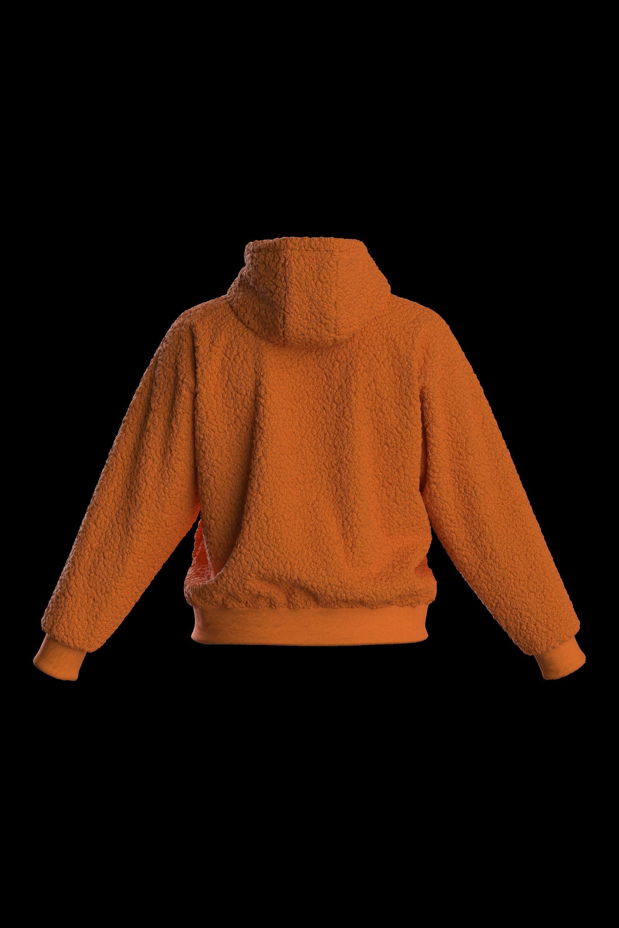 Female plush hoodie 3D model_17