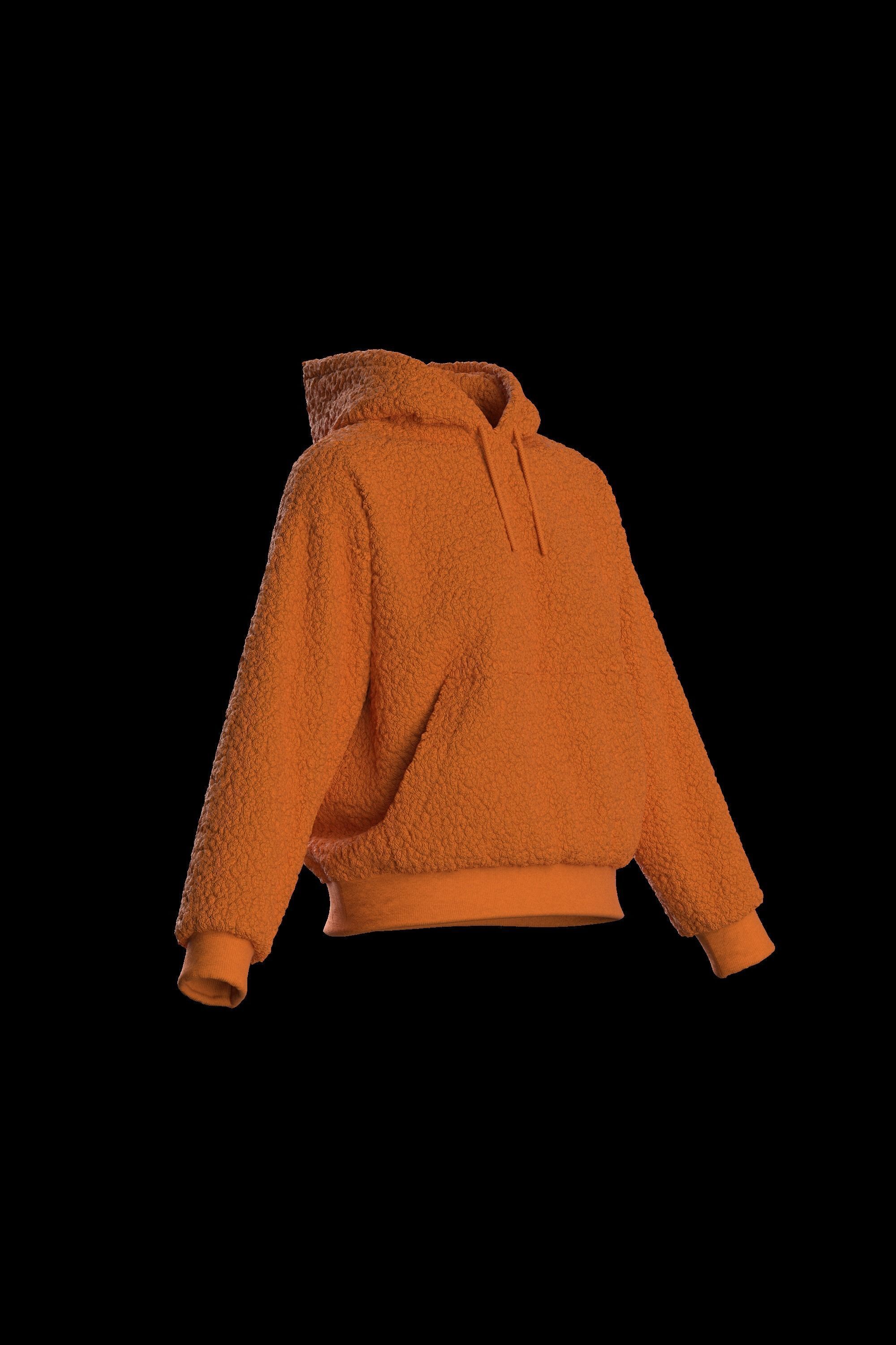 Female plush hoodie 3D model_11
