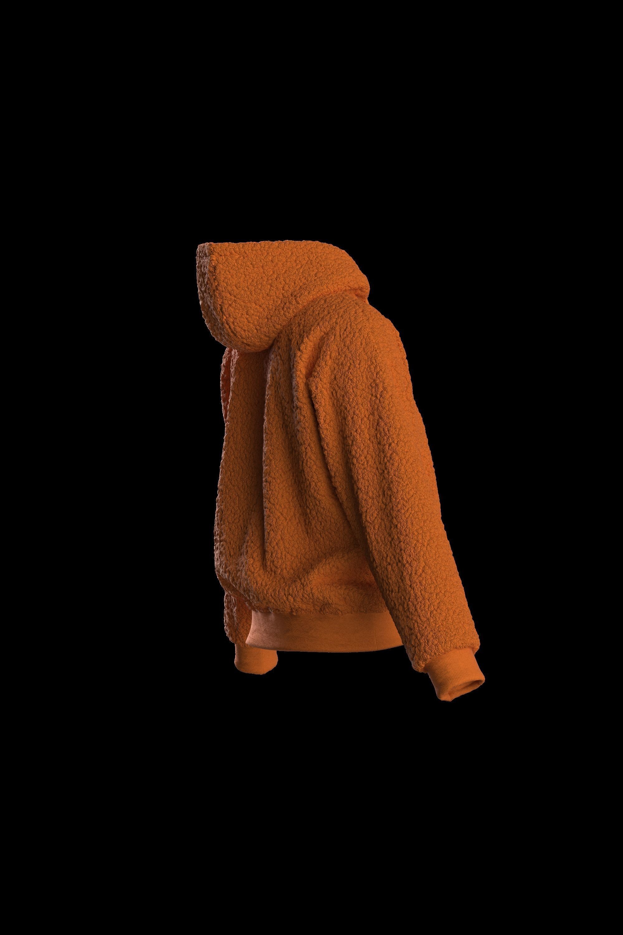 Female plush hoodie 3D model_14