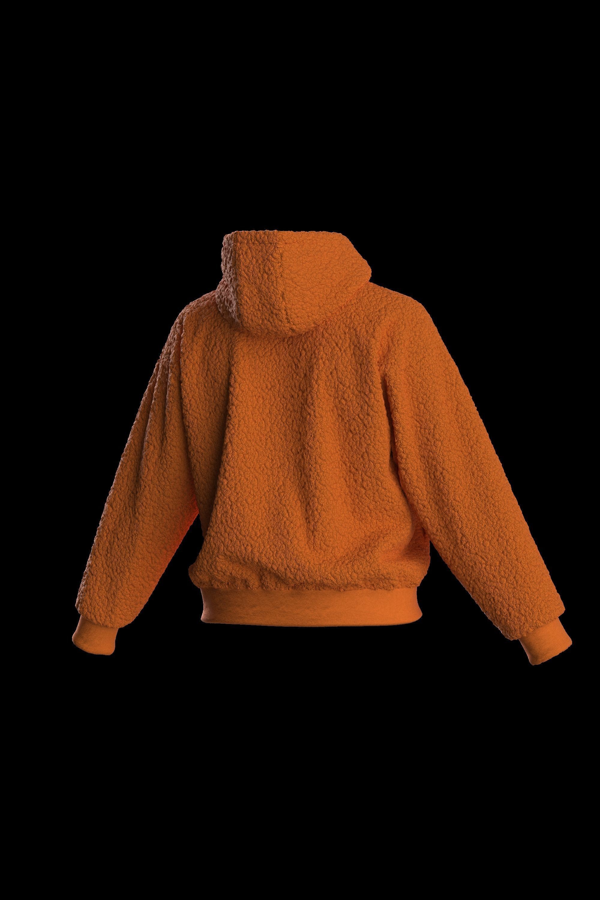 Female plush hoodie 3D model_16