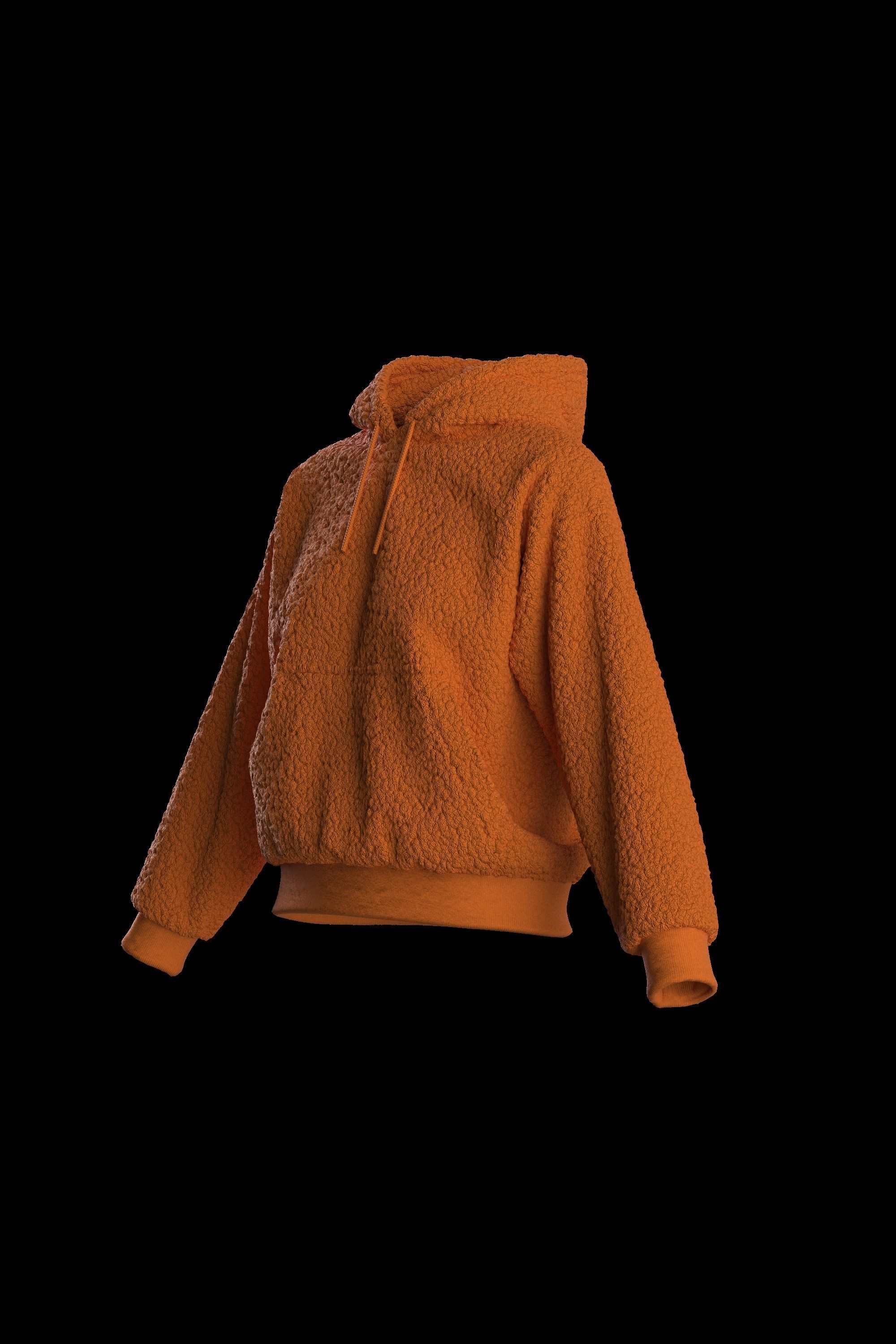 Female plush hoodie 3D model_9