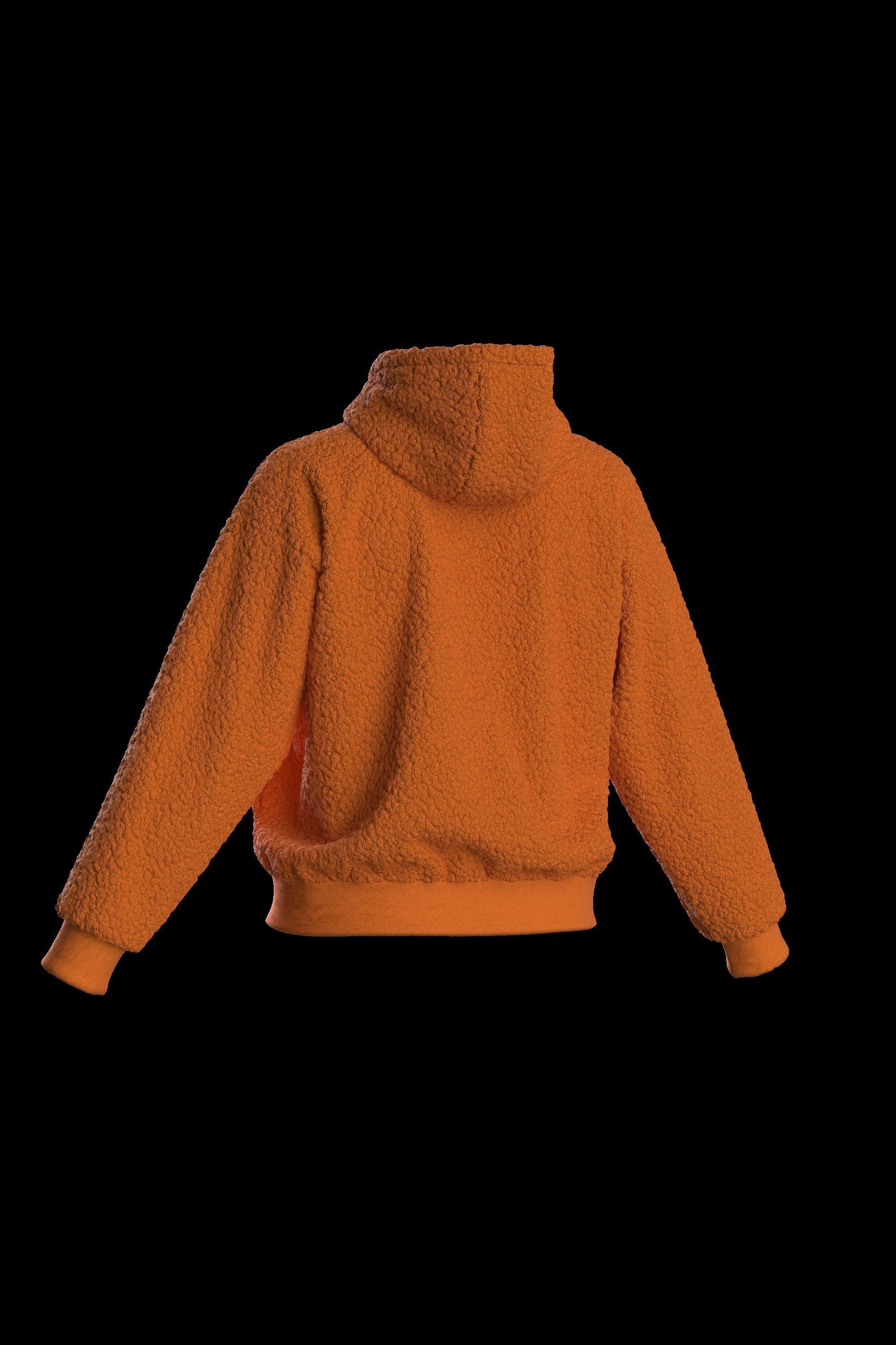 Female plush hoodie 3D model_18