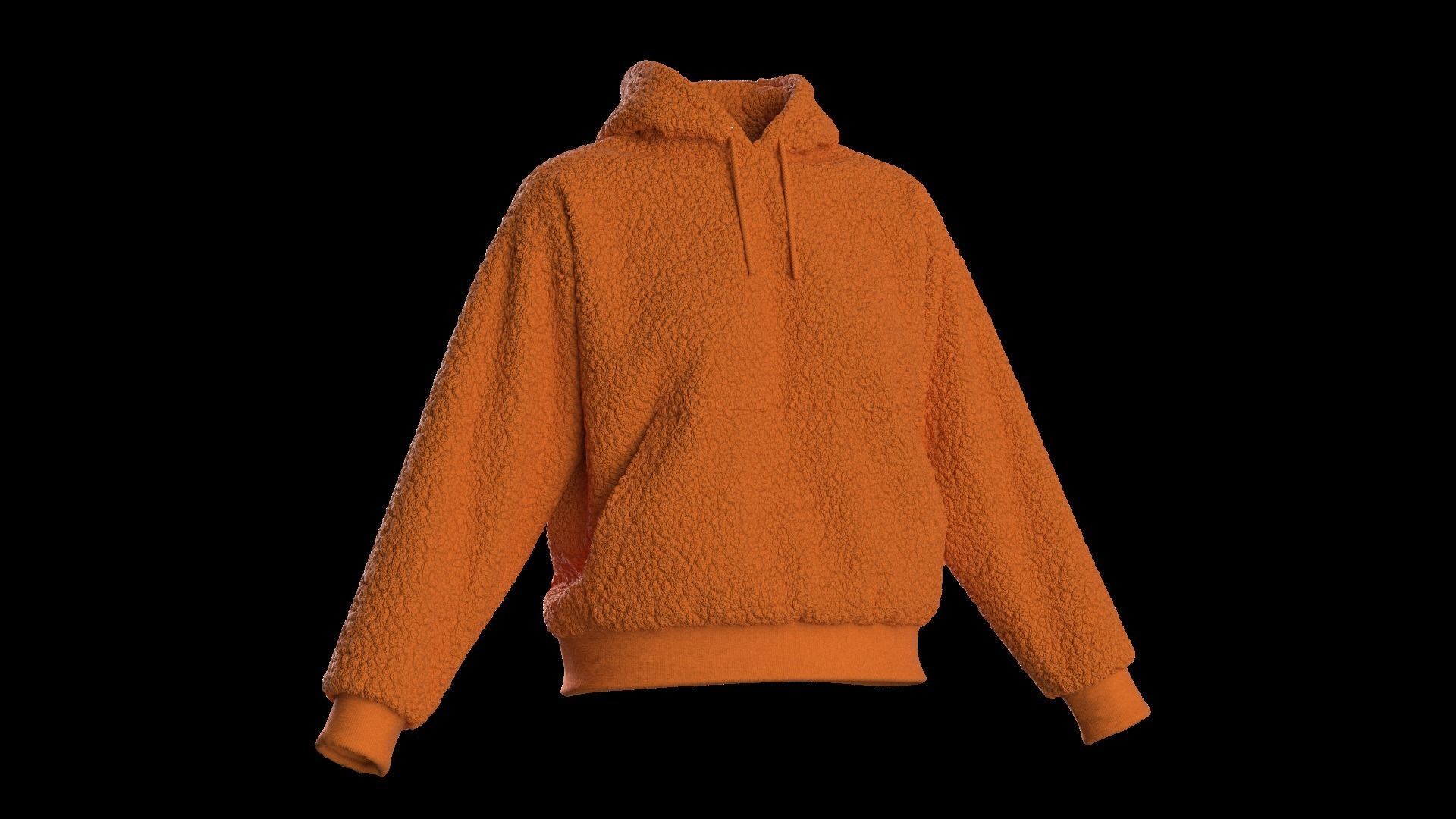 Female plush hoodie 3D model_1