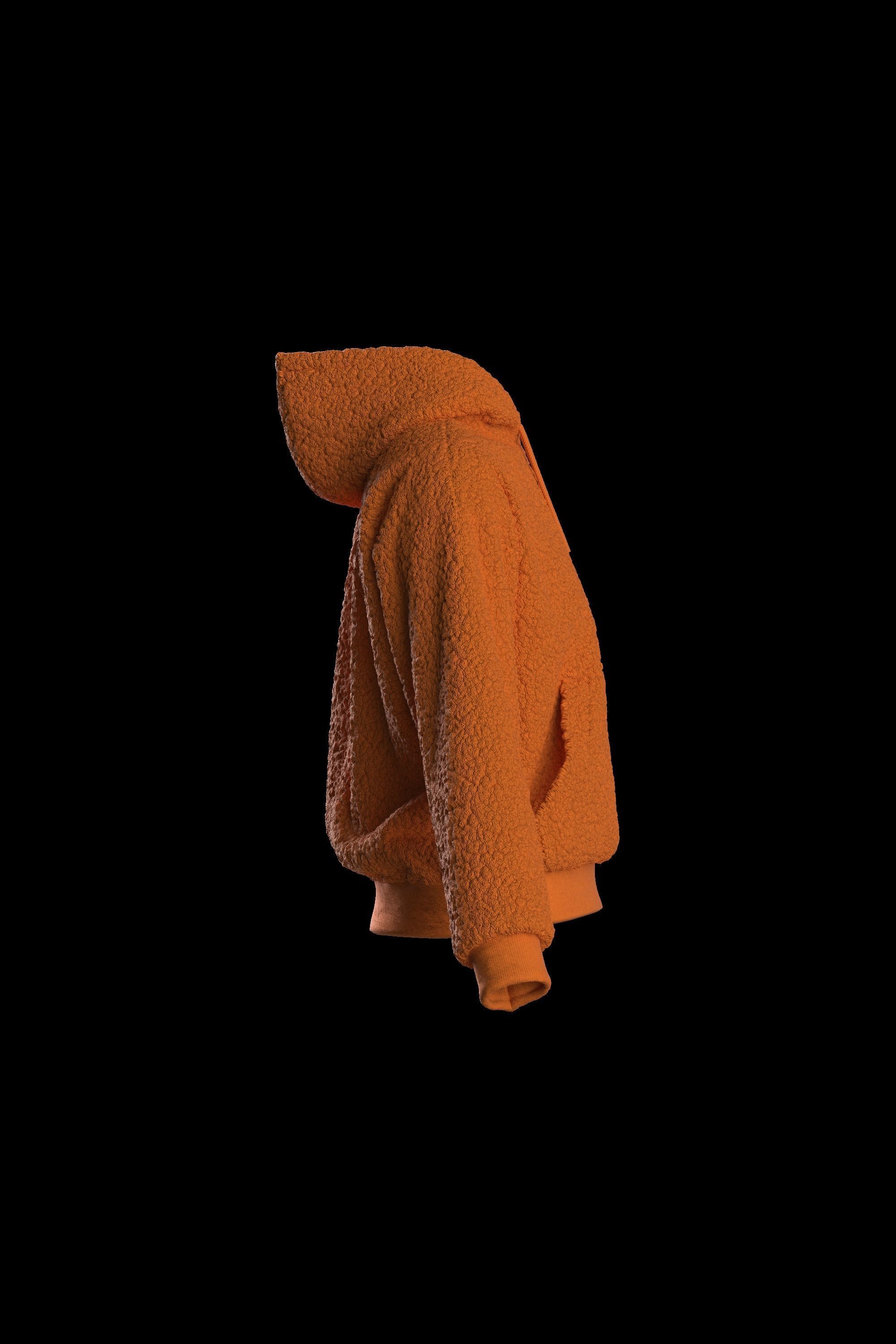 Female plush hoodie 3D model_13
